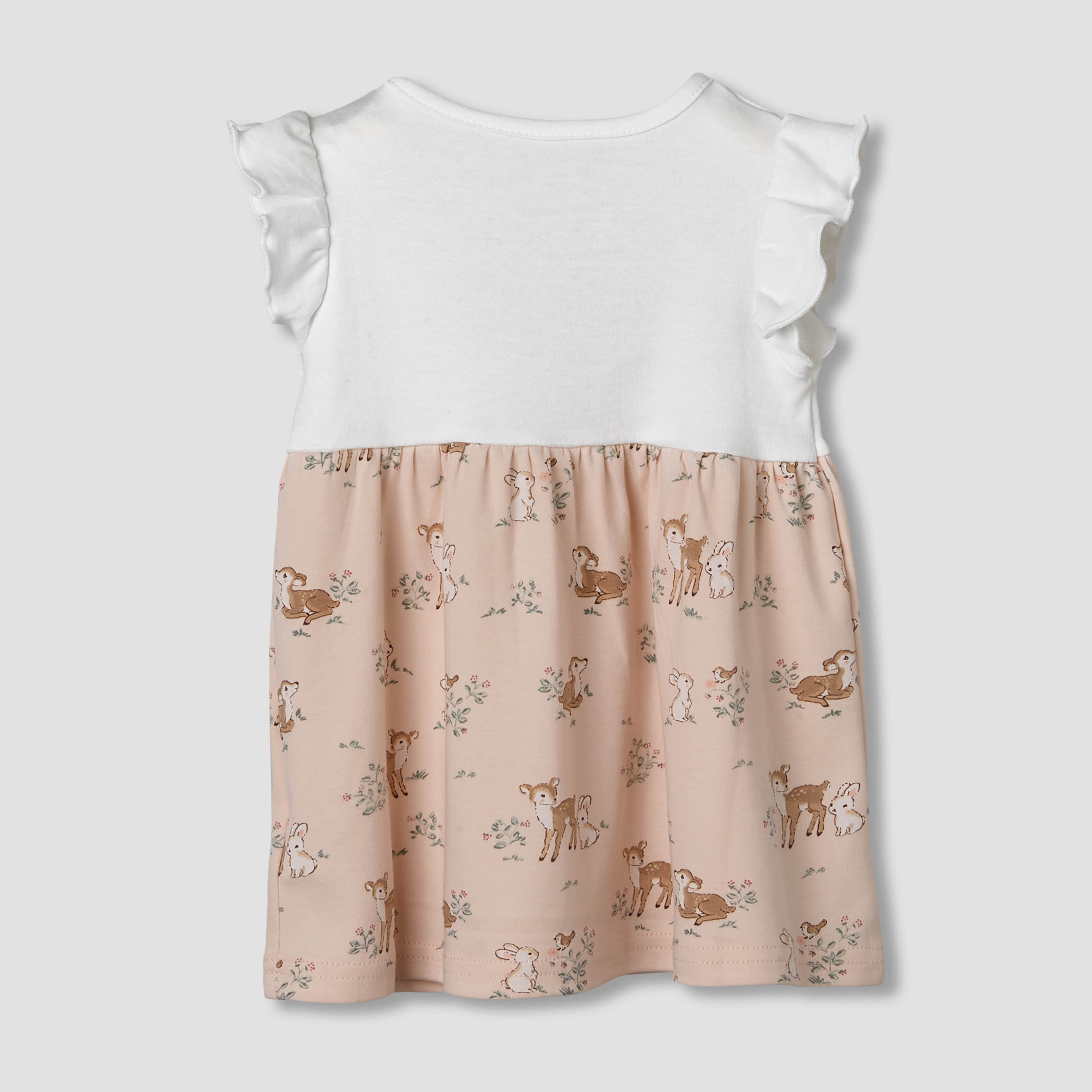 Juniors Round Neck Short Ruffle Sleeves A-line Dress with Print-baby-girls-clothing-dressesandjumpsuits-image-3