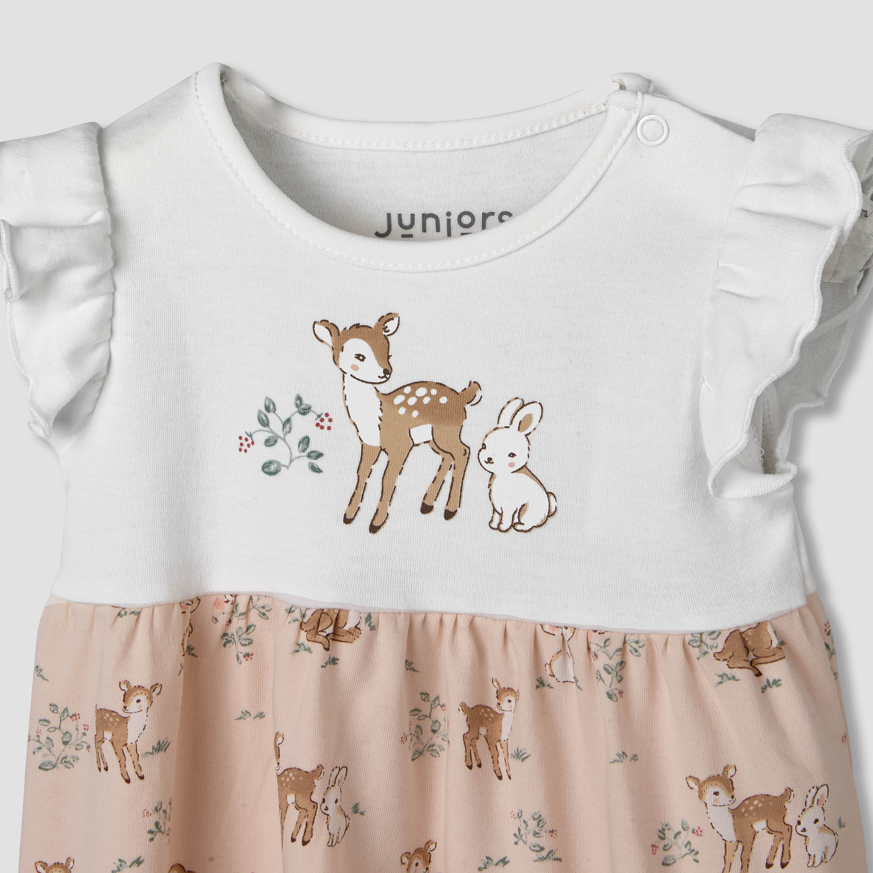 Juniors Round Neck Short Ruffle Sleeves A-line Dress with Print-baby-girls-clothing-dressesandjumpsuits-image-4