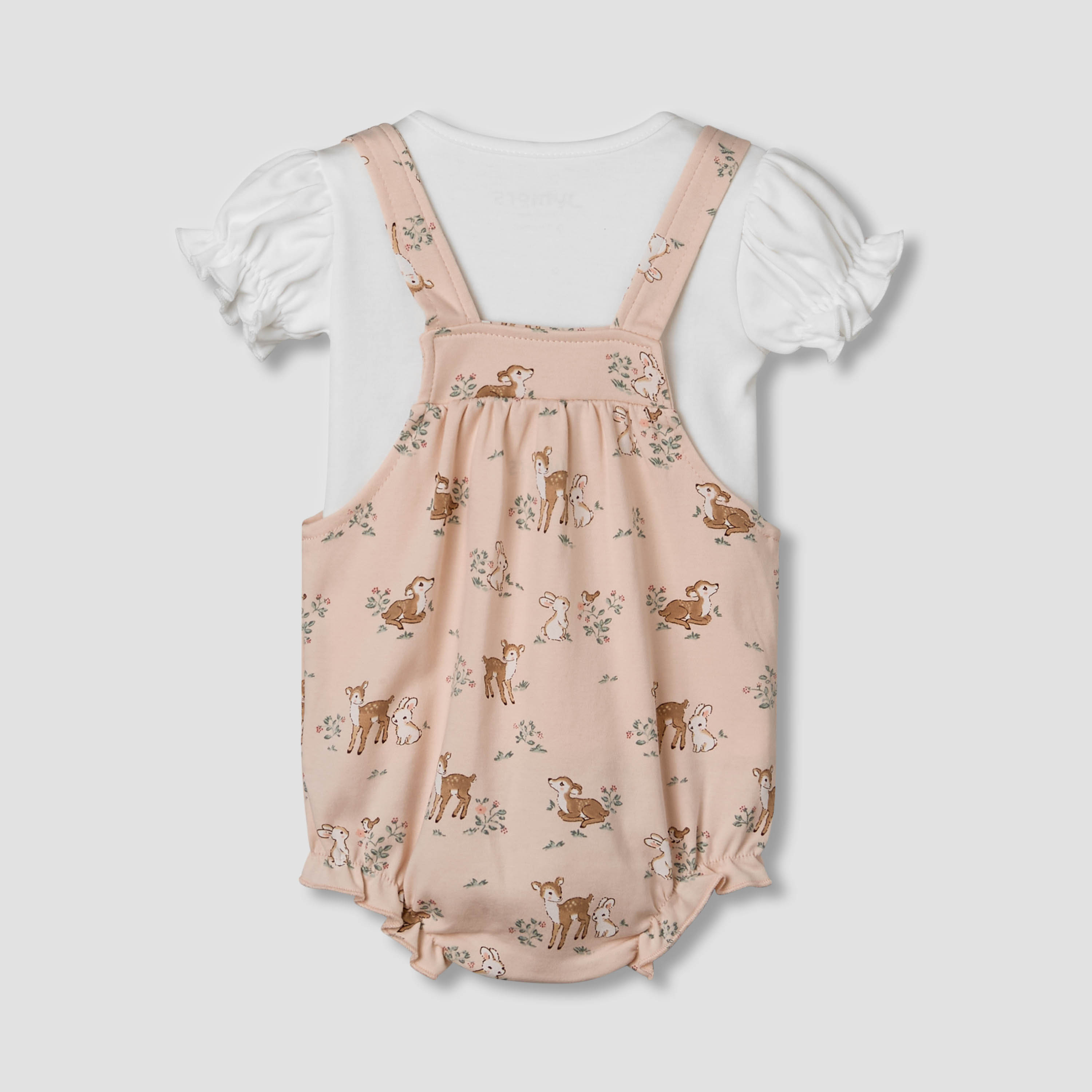 Juniors Short Sleeves T-shirt and Dungaree Set with Print-baby-girls-clothing-setsandcoords-image-3