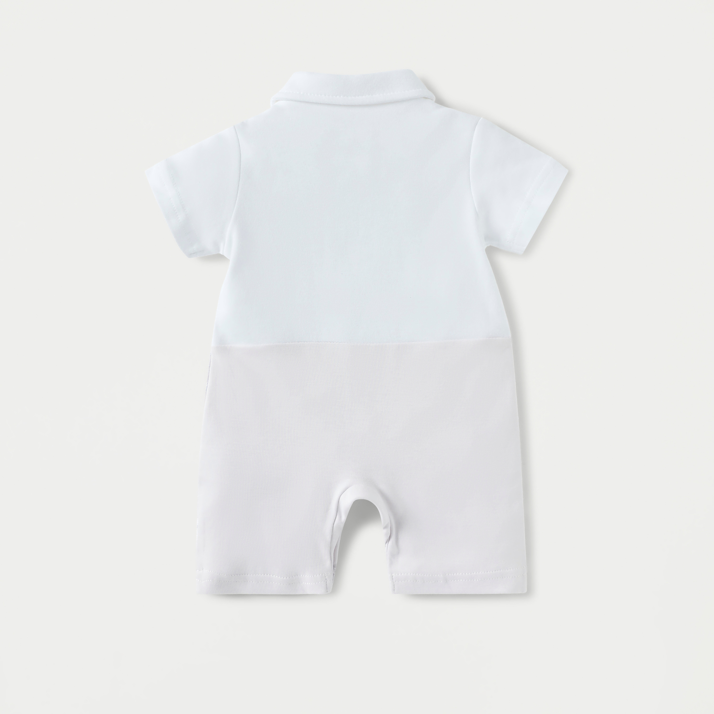 Giggles Textured Romper with Bow Applique and Button Closure-baby-boys-clothing-rompers-image-4
