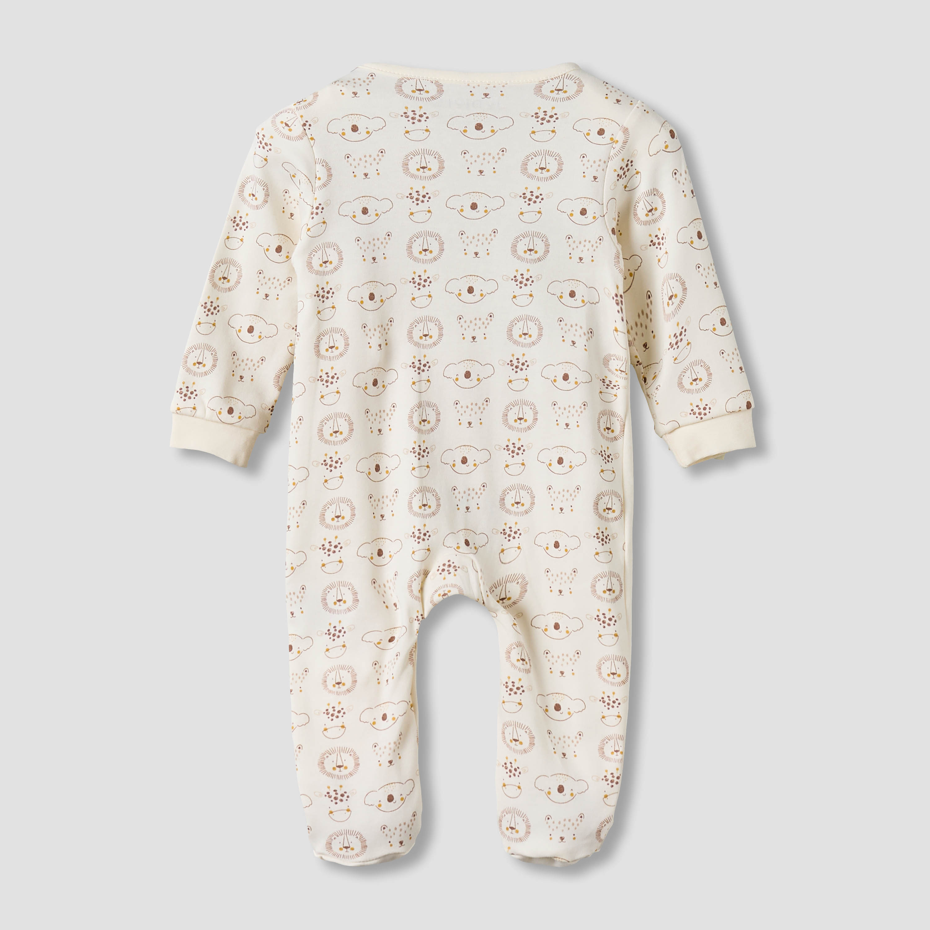 بدلة نوم قطنية بياقة مستديرة وأكمام طويلة وأزرار إغلاق كبس من جونيورز-baby-boys-clothing-nightwear-sleepsuits-image-2