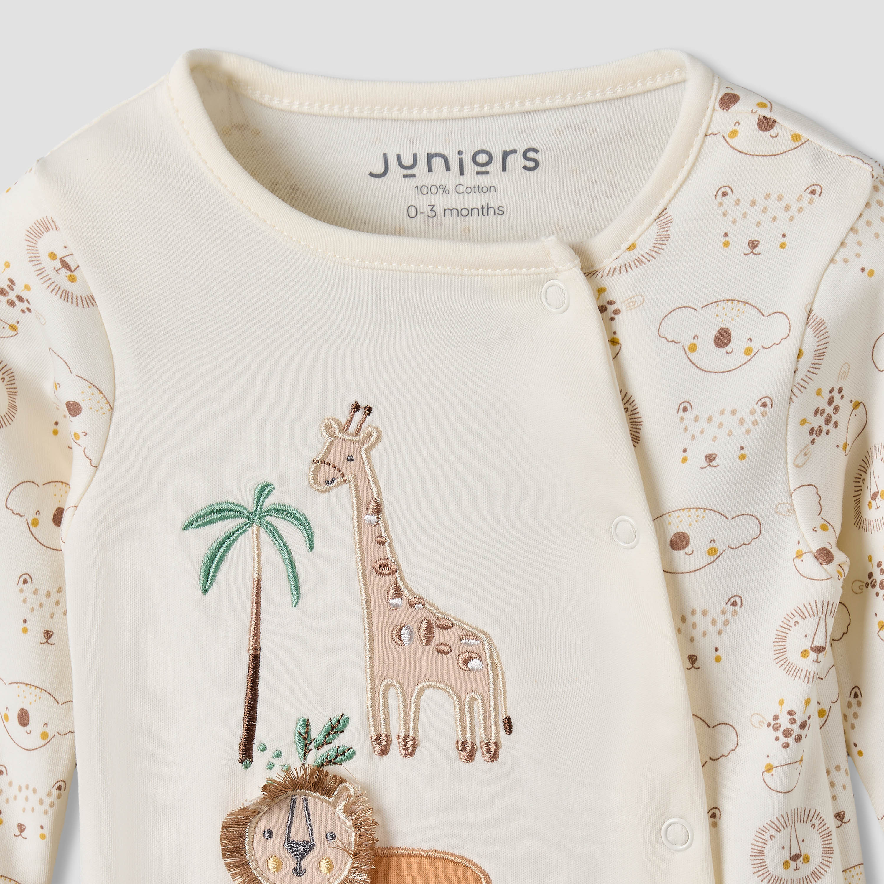 بدلة نوم قطنية بياقة مستديرة وأكمام طويلة وأزرار إغلاق كبس من جونيورز-baby-boys-clothing-nightwear-sleepsuits-image-3