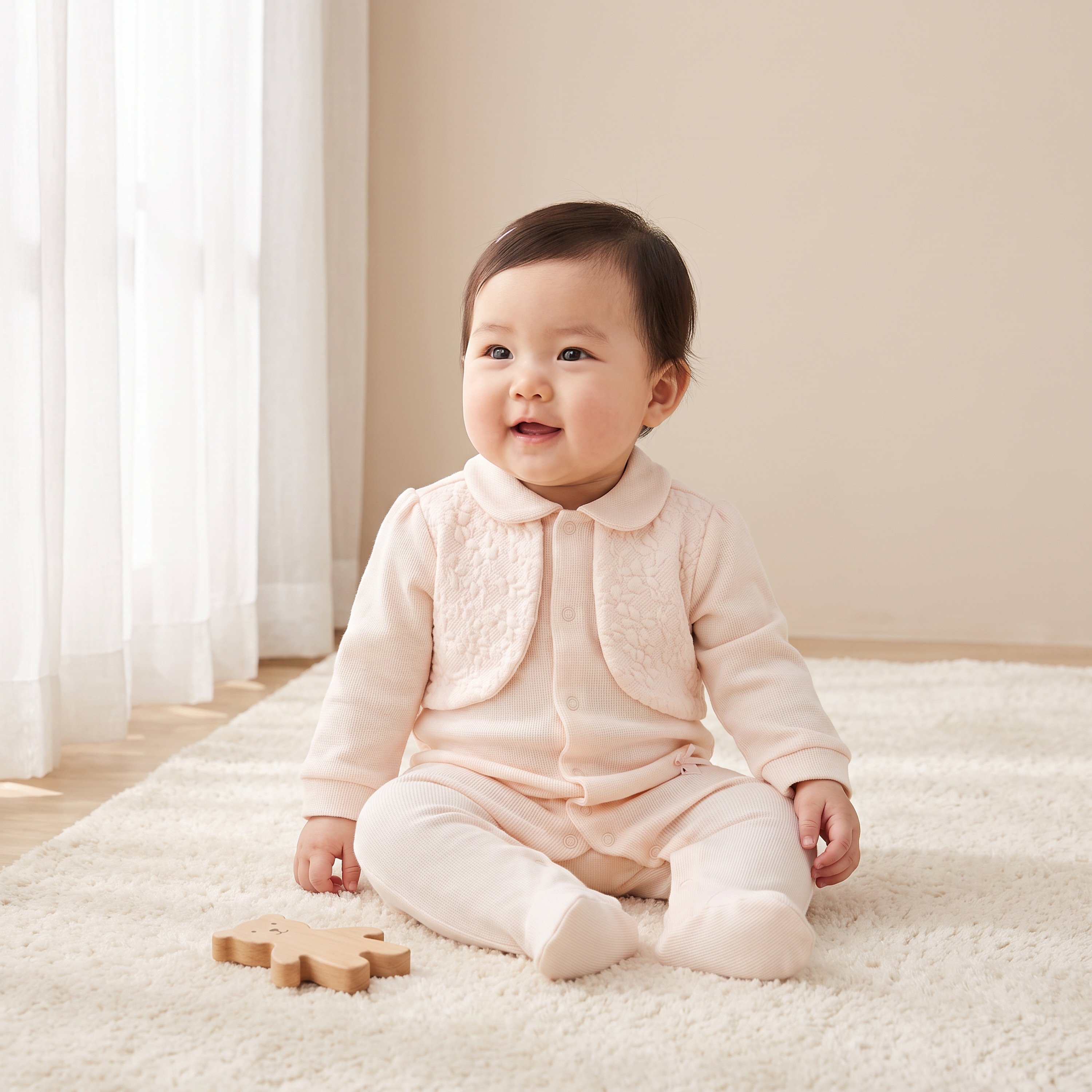 Giggles Peter Pan Collar Long Sleeves Sleepsuit with Attached Bolero-baby-girls-clothing-nightwear-sleepsuits-image-1