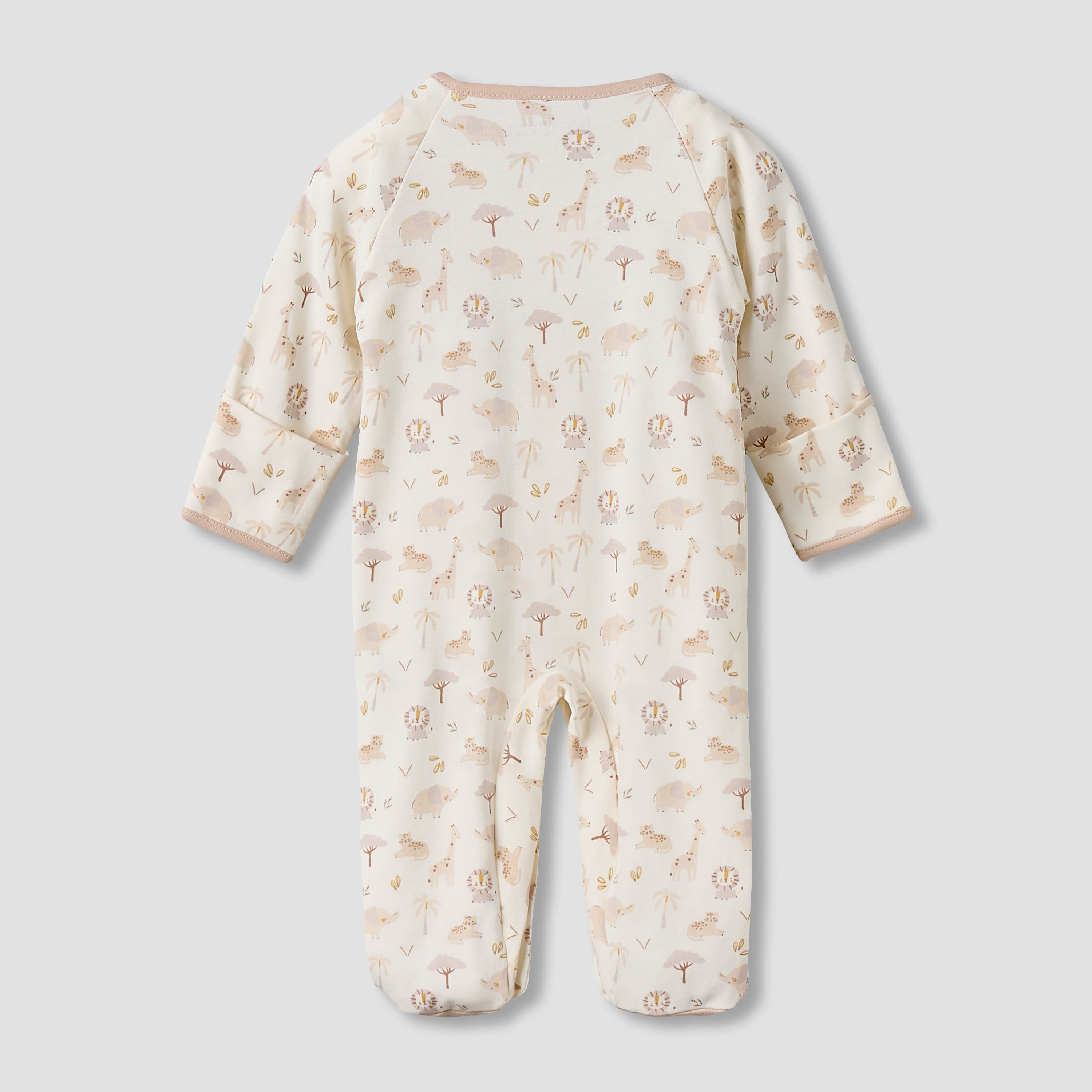 Juniors Cotton Round Neck Long Sleeves Sleepsuit with Safari Print-baby-boys-clothing-nightwear-sleepsuits-image-3