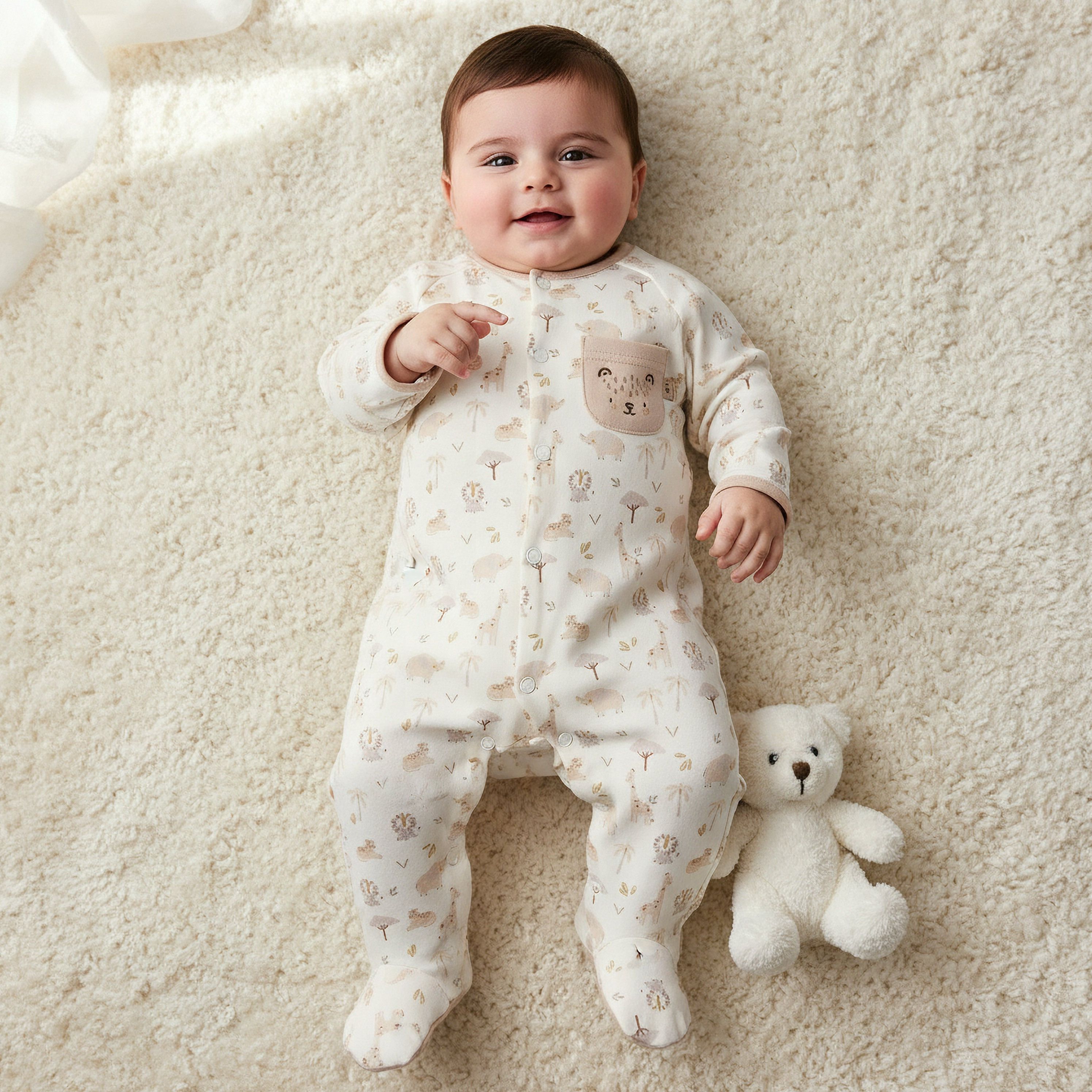Juniors Cotton Round Neck Long Sleeves Sleepsuit with Safari Print-baby-boys-clothing-nightwear-sleepsuits-image-1