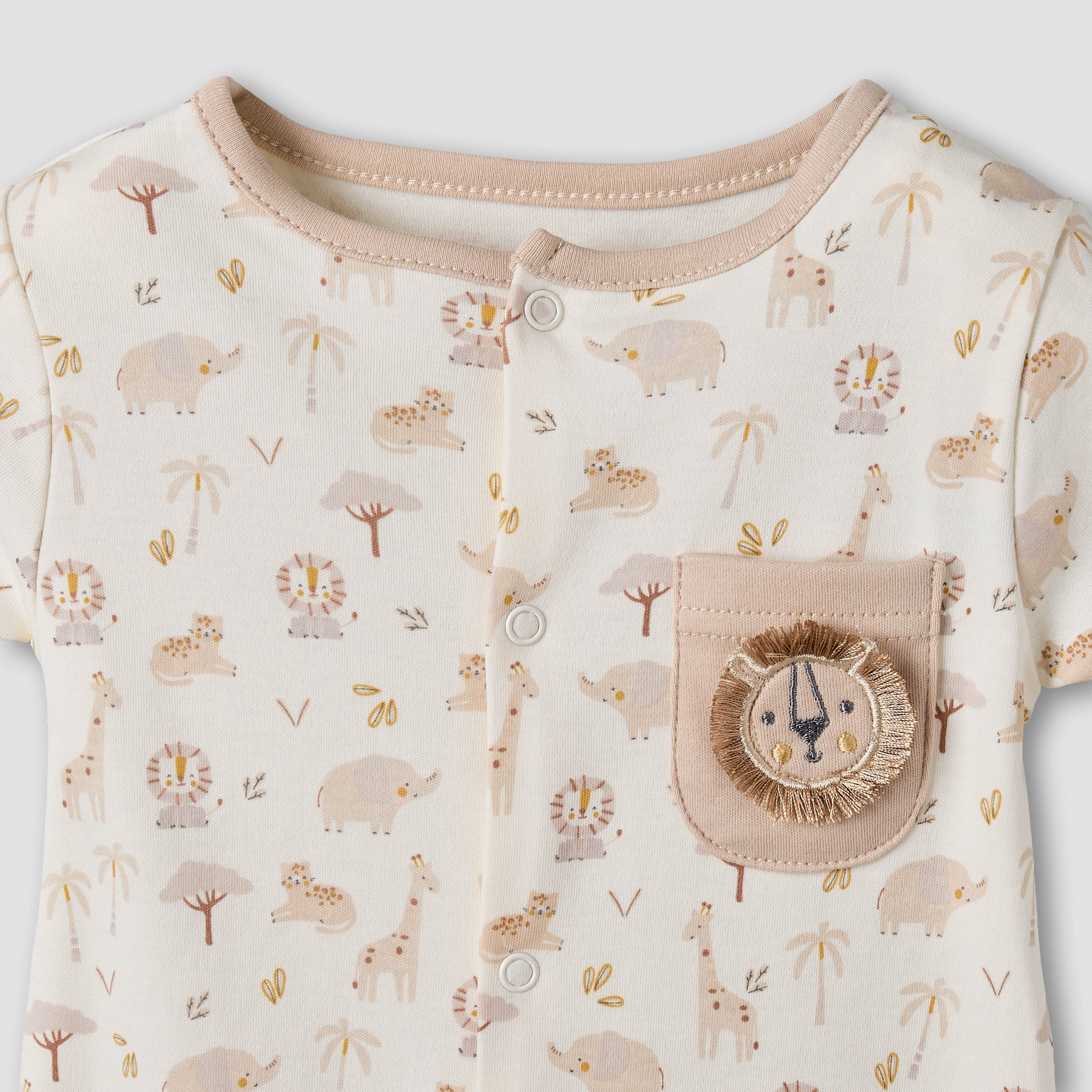 Juniors Round Neck Short Sleeve Romper with Pocket-baby-boys-clothing-rompers-image-3