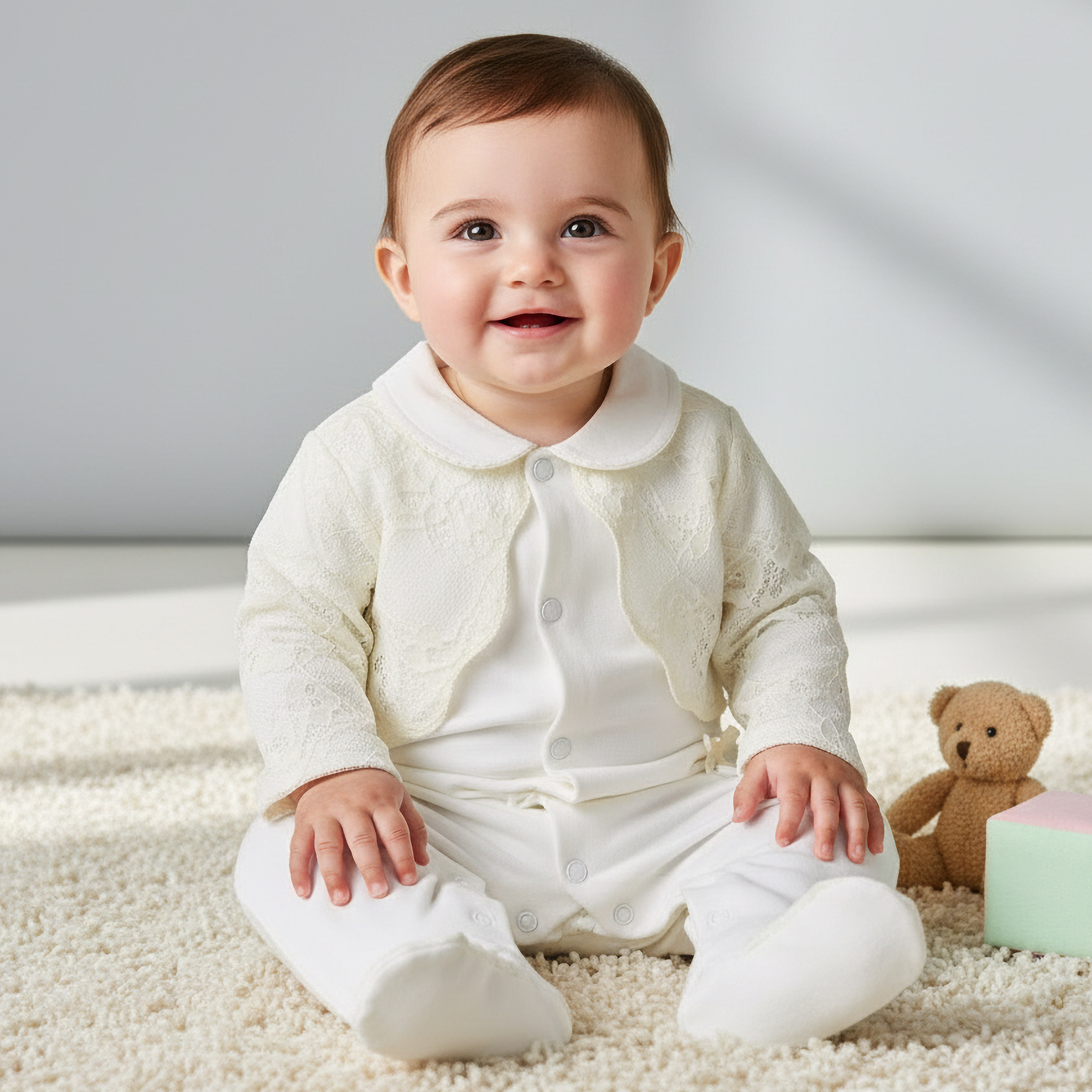 Giggles Peter Pan Collar Long Sleeves Sleepsuit with Lace Bolero Jacket Detail-baby-girls-clothing-nightwear-sleepsuits-image-1