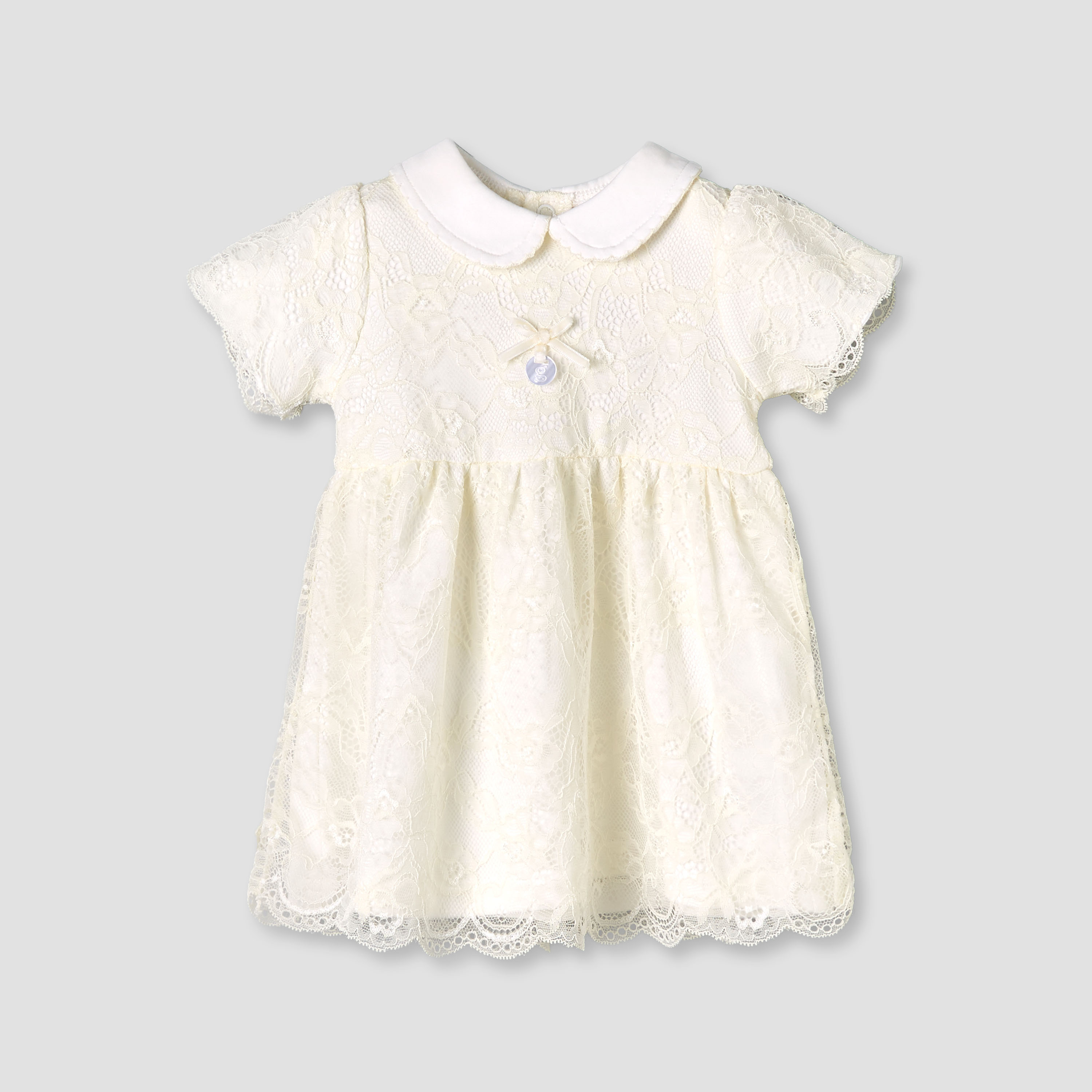 Giggles Peter Pan Collar Short Sleeves A-line Dress with Lace Detail-baby-girls-clothing-dressesandjumpsuits-image-2