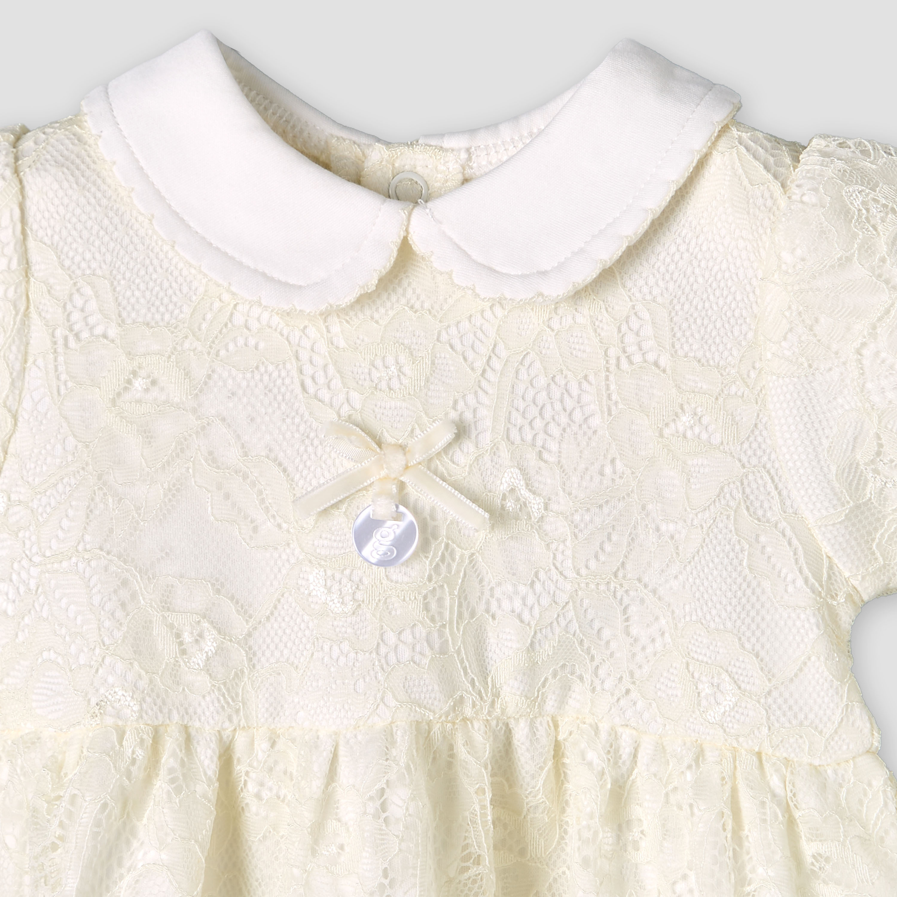 Giggles Peter Pan Collar Short Sleeves A-line Dress with Lace Detail-baby-girls-clothing-dressesandjumpsuits-image-4
