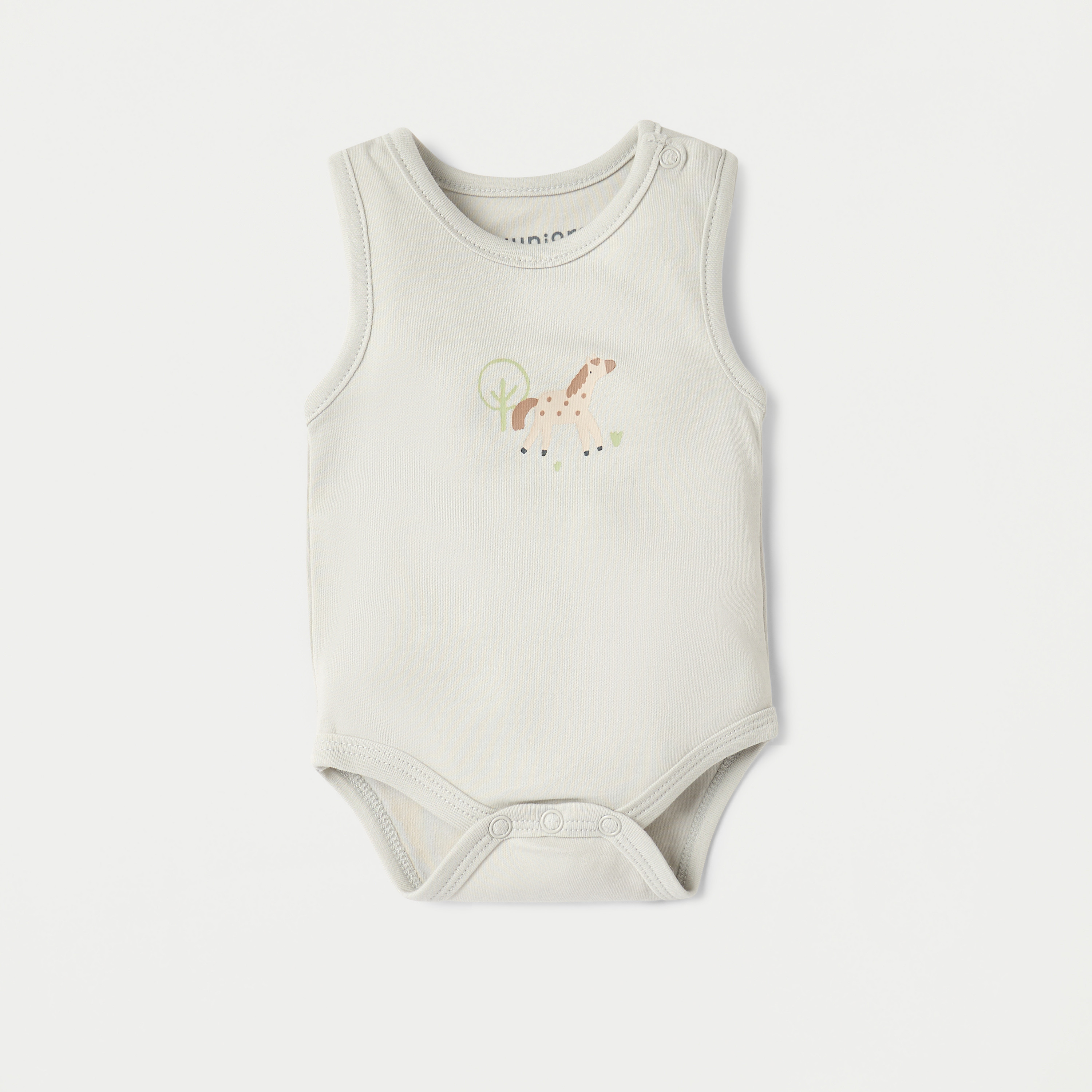Juniors Printed Sleeveless Bodysuit with Snap Button Closure - Set of 2-baby-girls-clothing-bodysuits-image-2
