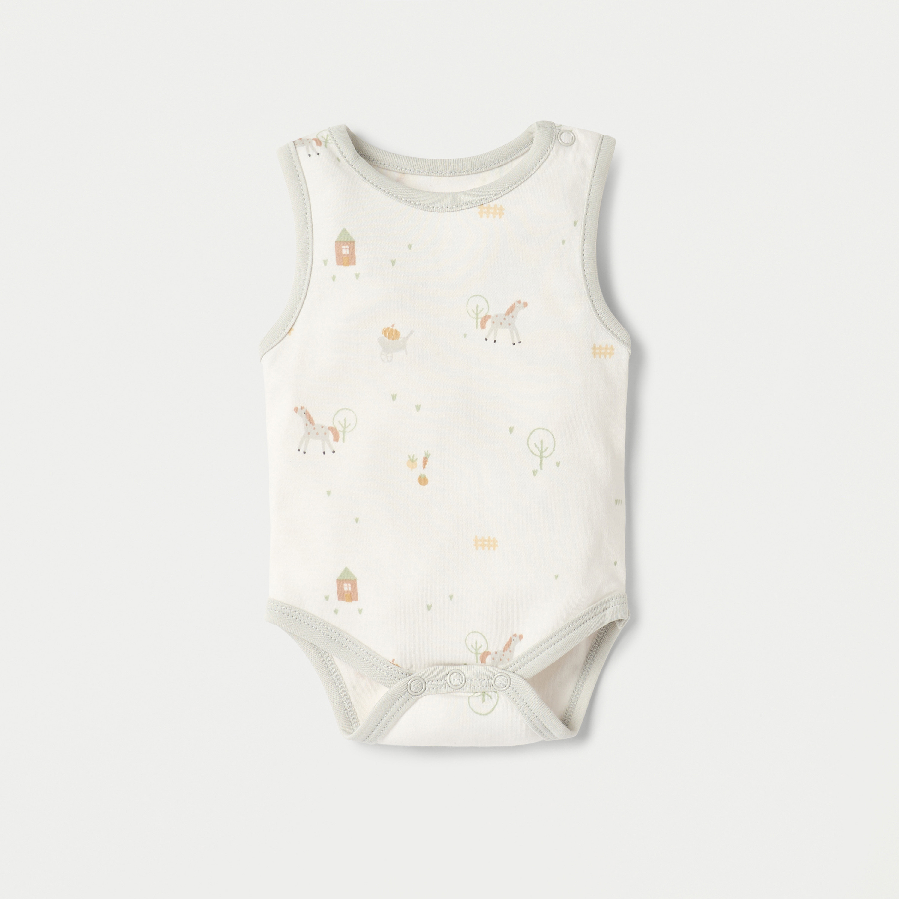 Juniors Printed Sleeveless Bodysuit with Snap Button Closure - Set of 2-baby-girls-clothing-bodysuits-image-3