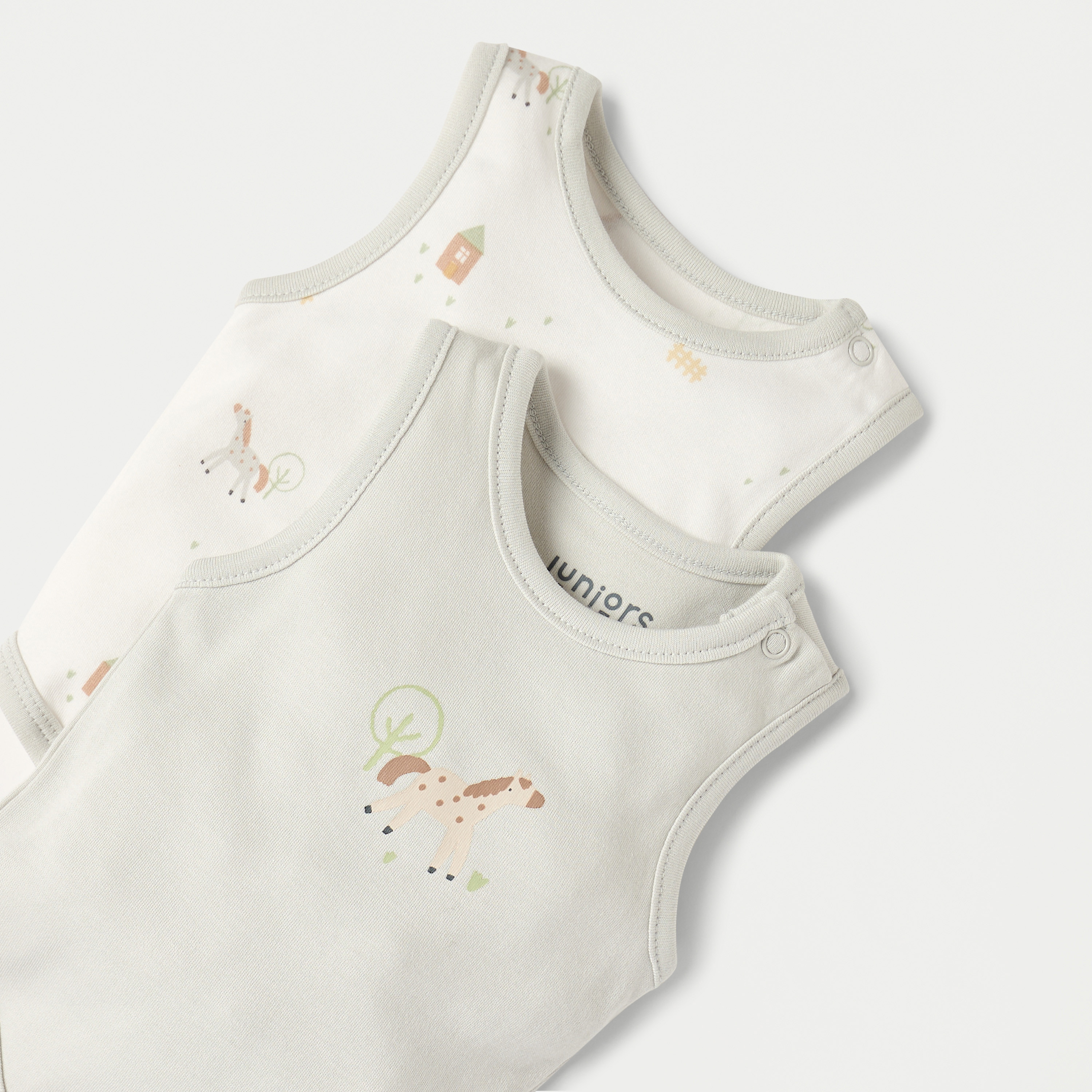 Juniors Printed Sleeveless Bodysuit with Snap Button Closure - Set of 2-baby-girls-clothing-bodysuits-image-4