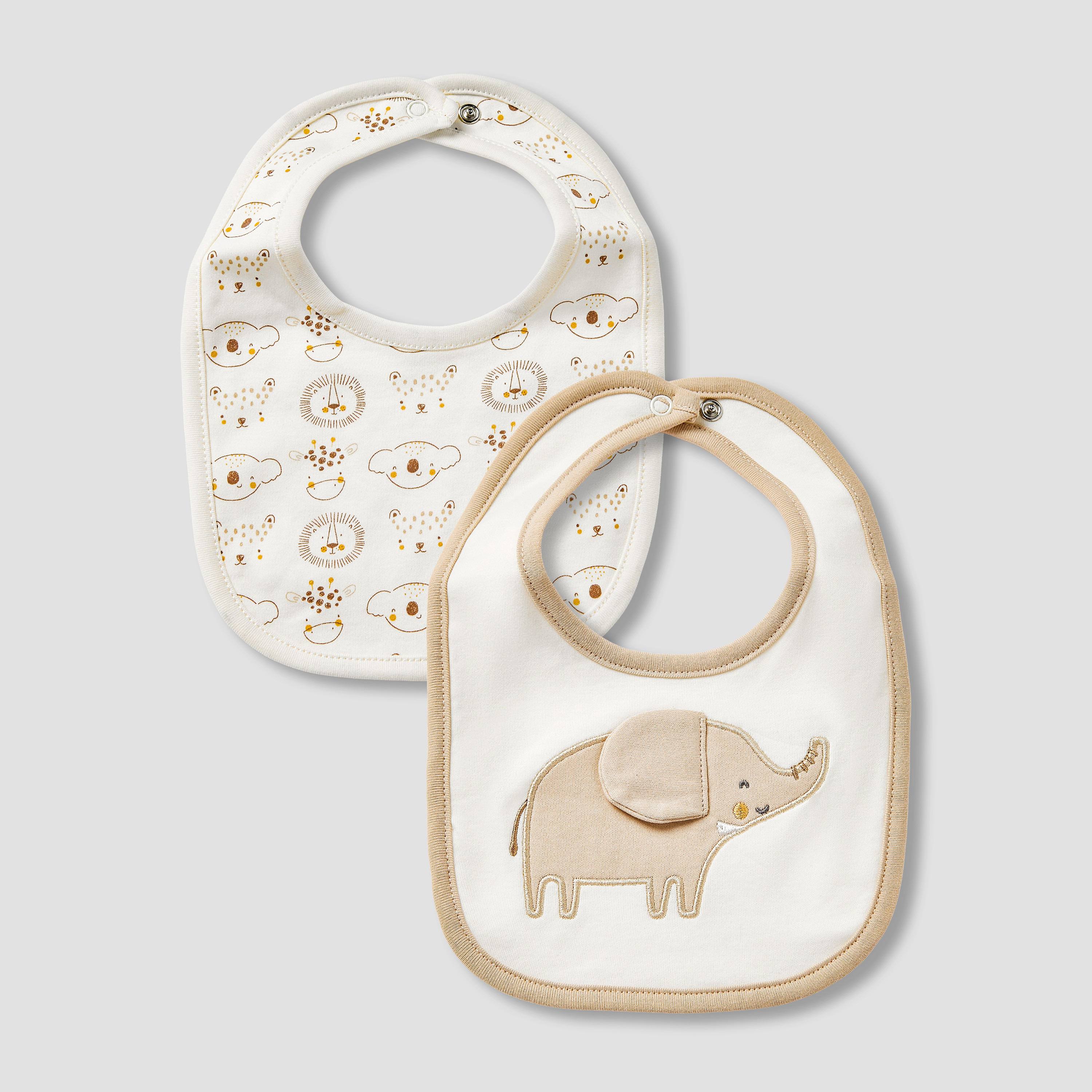 Pack of 2 Juniors Baby Bib with Snap Button Closure-baby-feeding-bibs-image-1