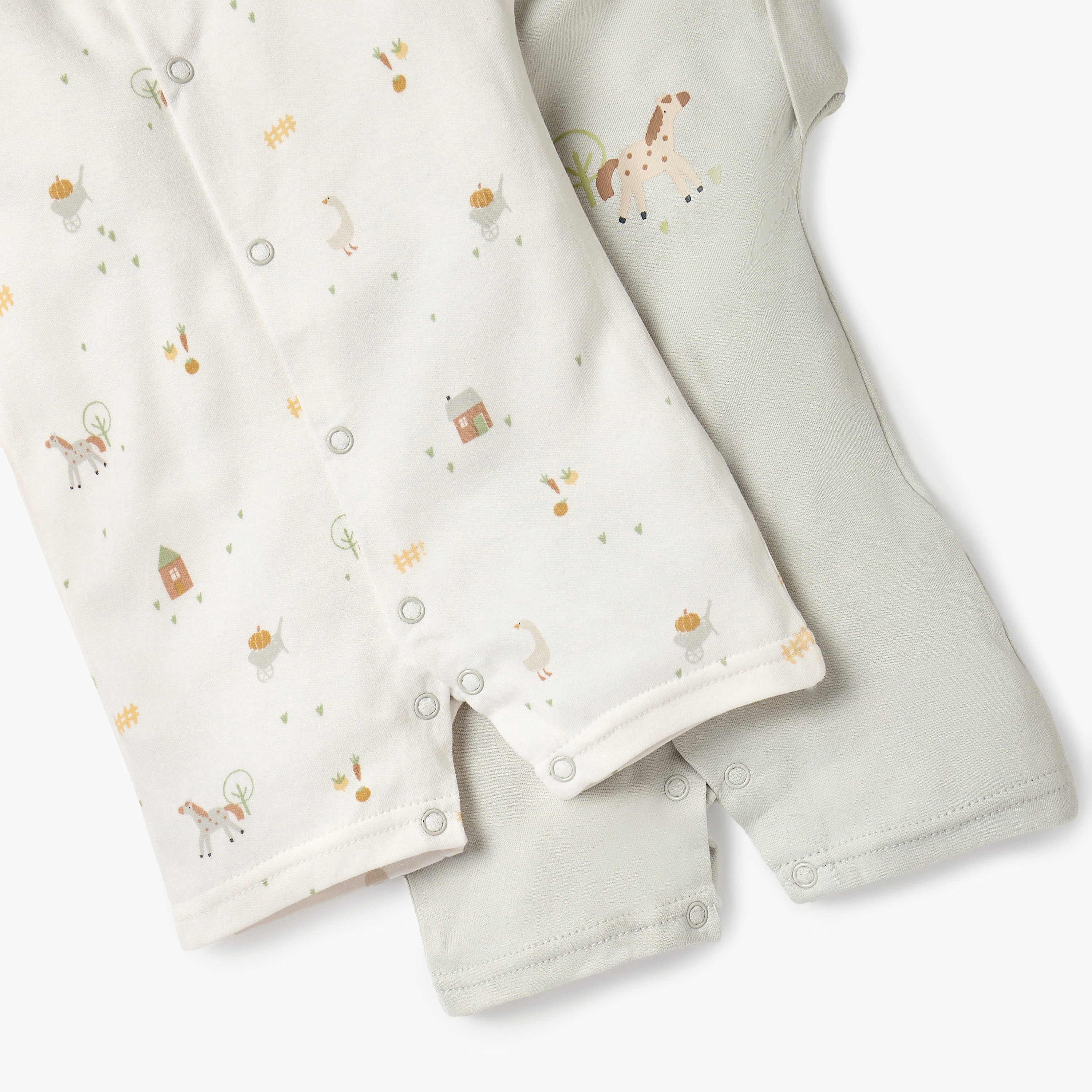 Juniors Printed Romper with Short Sleeves and Snap Button Closure - Set of 2-baby-girls-clothing-rompers-image-5