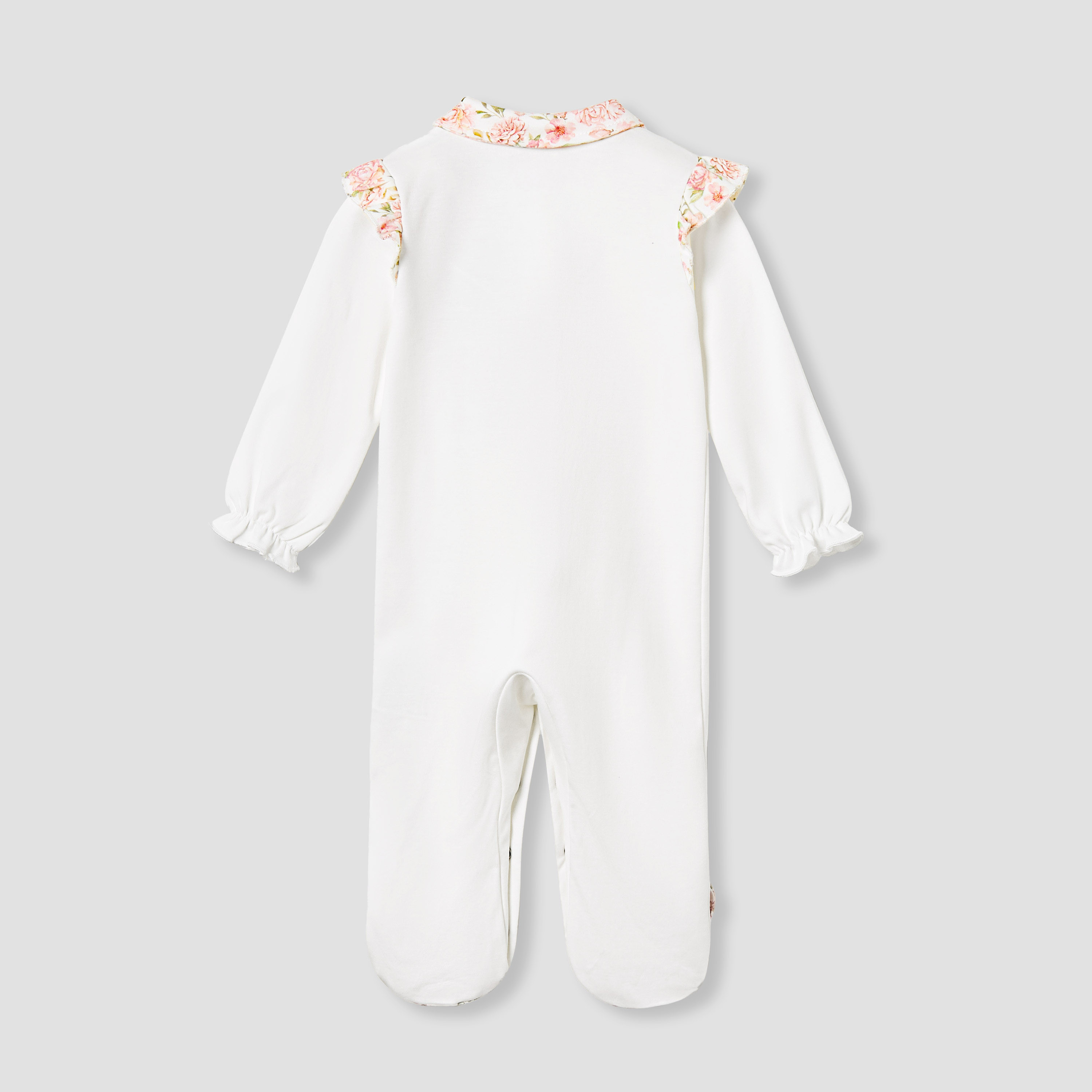 Giggles Floral Print Closed-Feet Sleepsuit with Long Sleeves-baby-girls-clothing-nightwear-sleepsuits-image-2