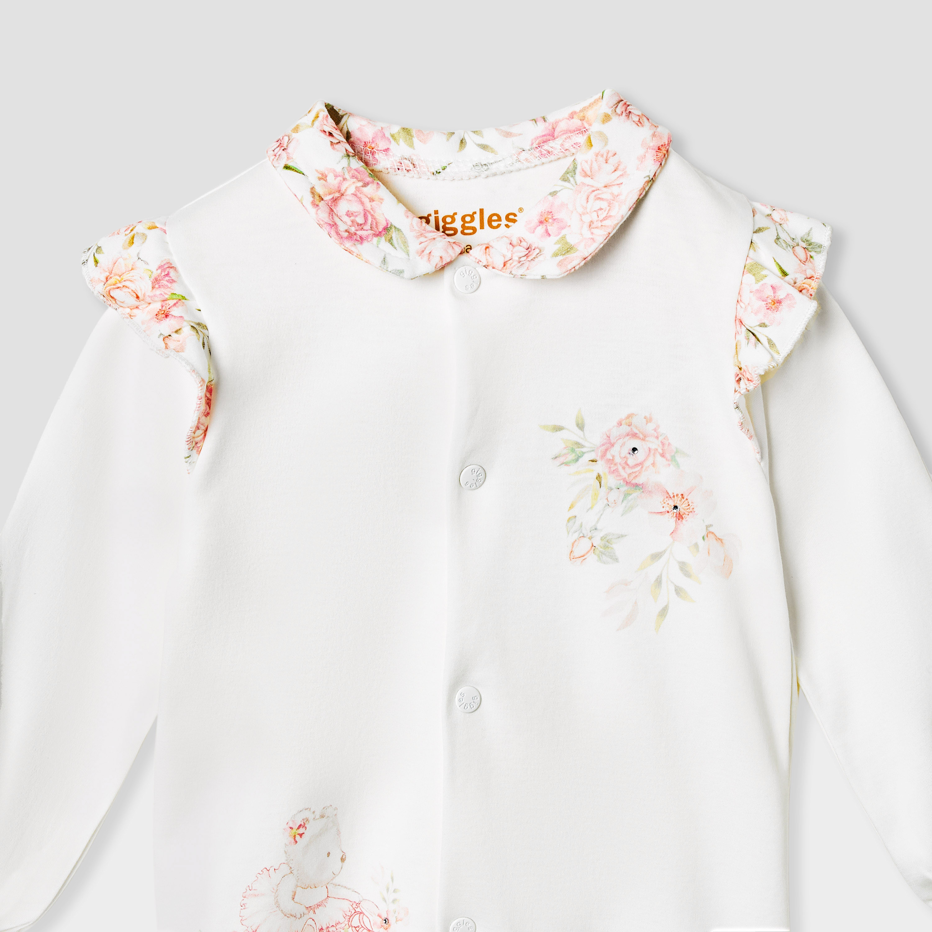 Giggles Floral Print Closed-Feet Sleepsuit with Long Sleeves-baby-girls-clothing-nightwear-sleepsuits-image-3