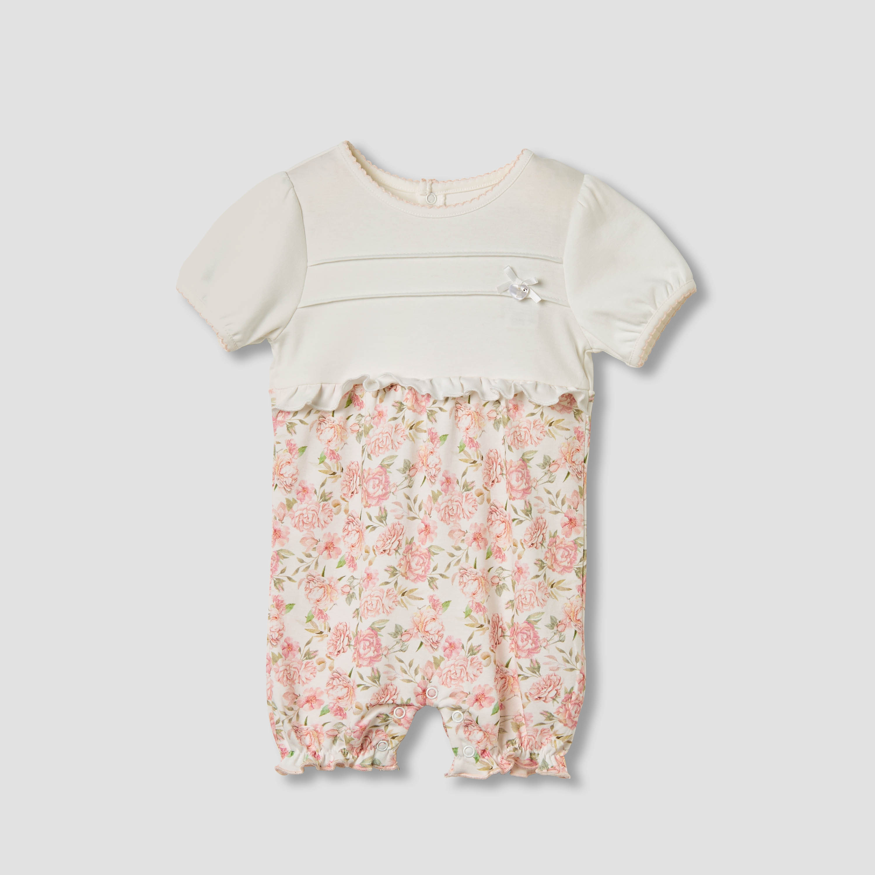 Giggles Floral Print Romper with Short Sleeves-baby-girls-clothing-rompers-image-1