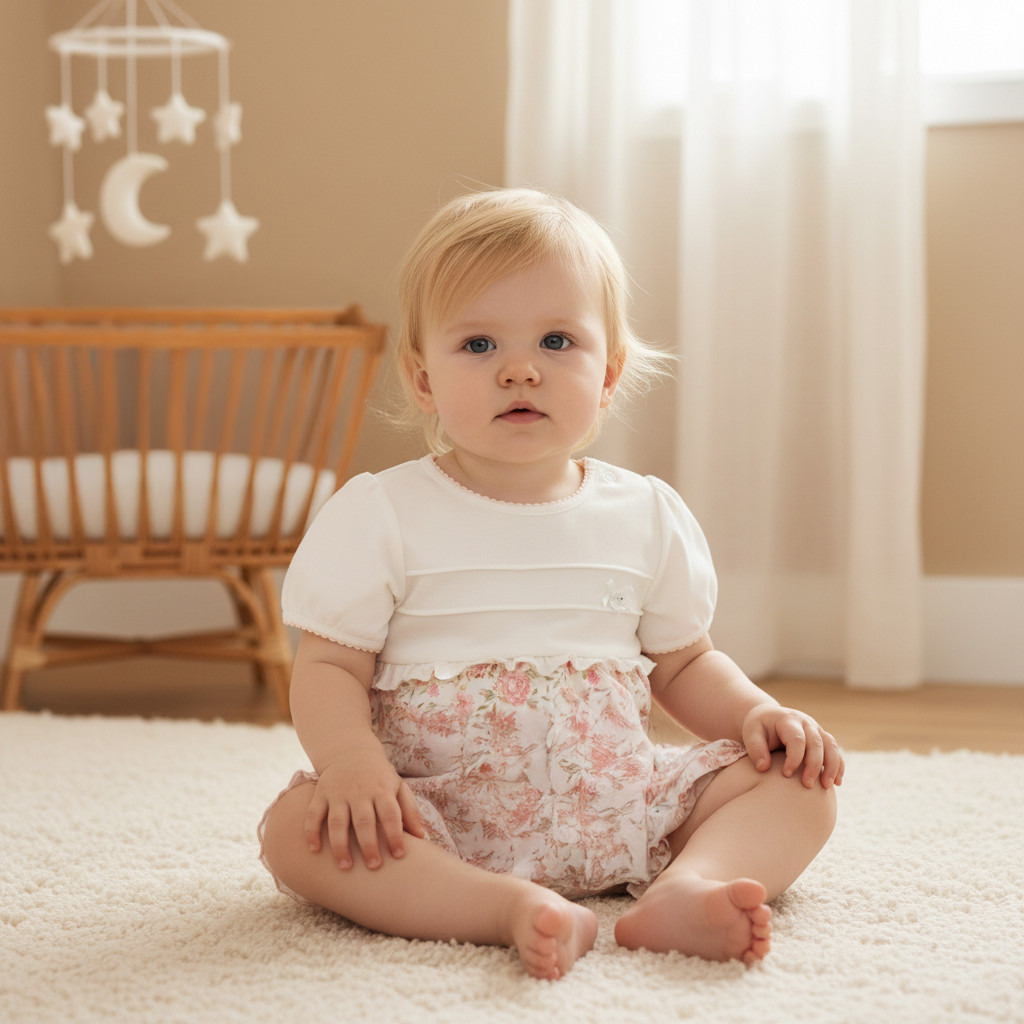 Giggles Floral Print Romper with Short Sleeves-baby-girls-clothing-rompers-image-8