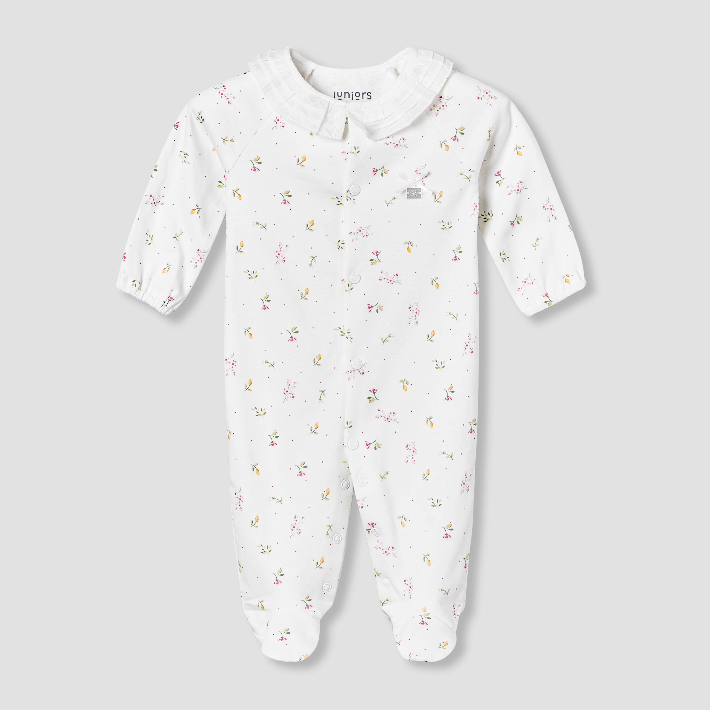 Juniors Cotton Peter Pan Collar Long Sleeves Sleepsuit with Floral Print-baby-girls-clothing-nightwear-sleepsuits-image-2