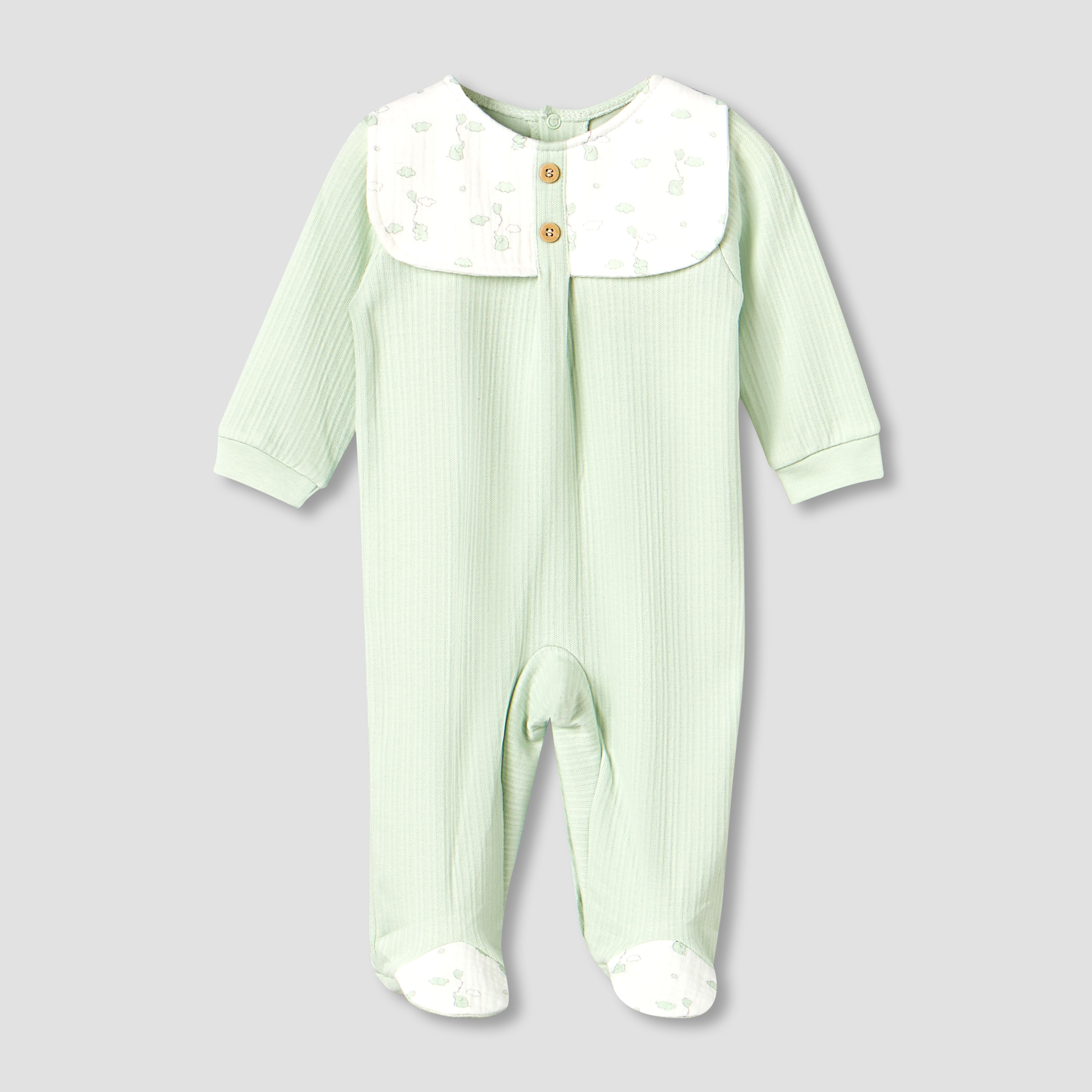 Giggles Cotton Round Neck Long Sleeves Sleepsuit with Printed Collar-baby-boys-clothing-nightwear-sleepsuits-image-1