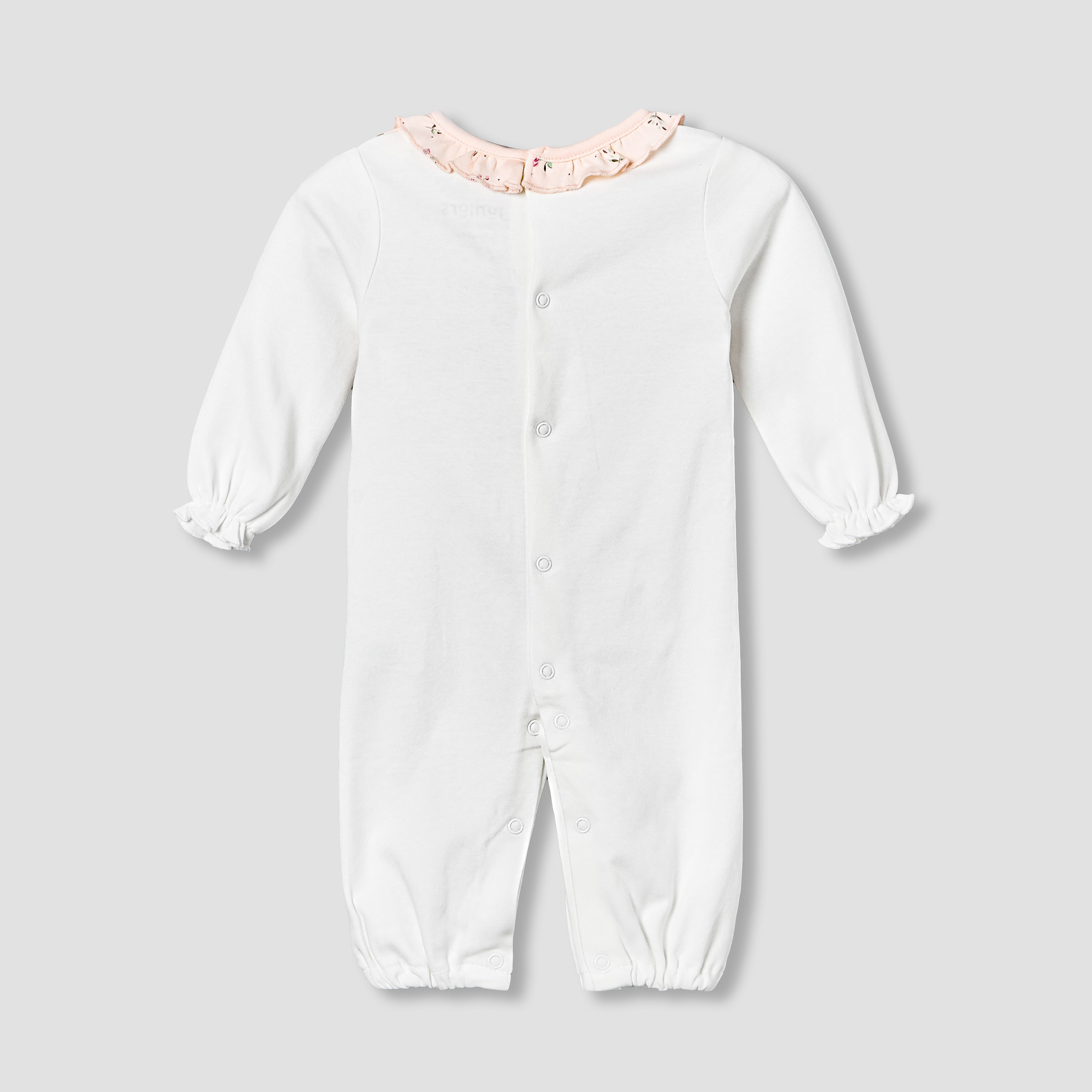 Juniors Cotton Ruffle Neck Long Sleeves Sleepsuit with Floral Print-baby-girls-clothing-nightwear-sleepsuits-image-3
