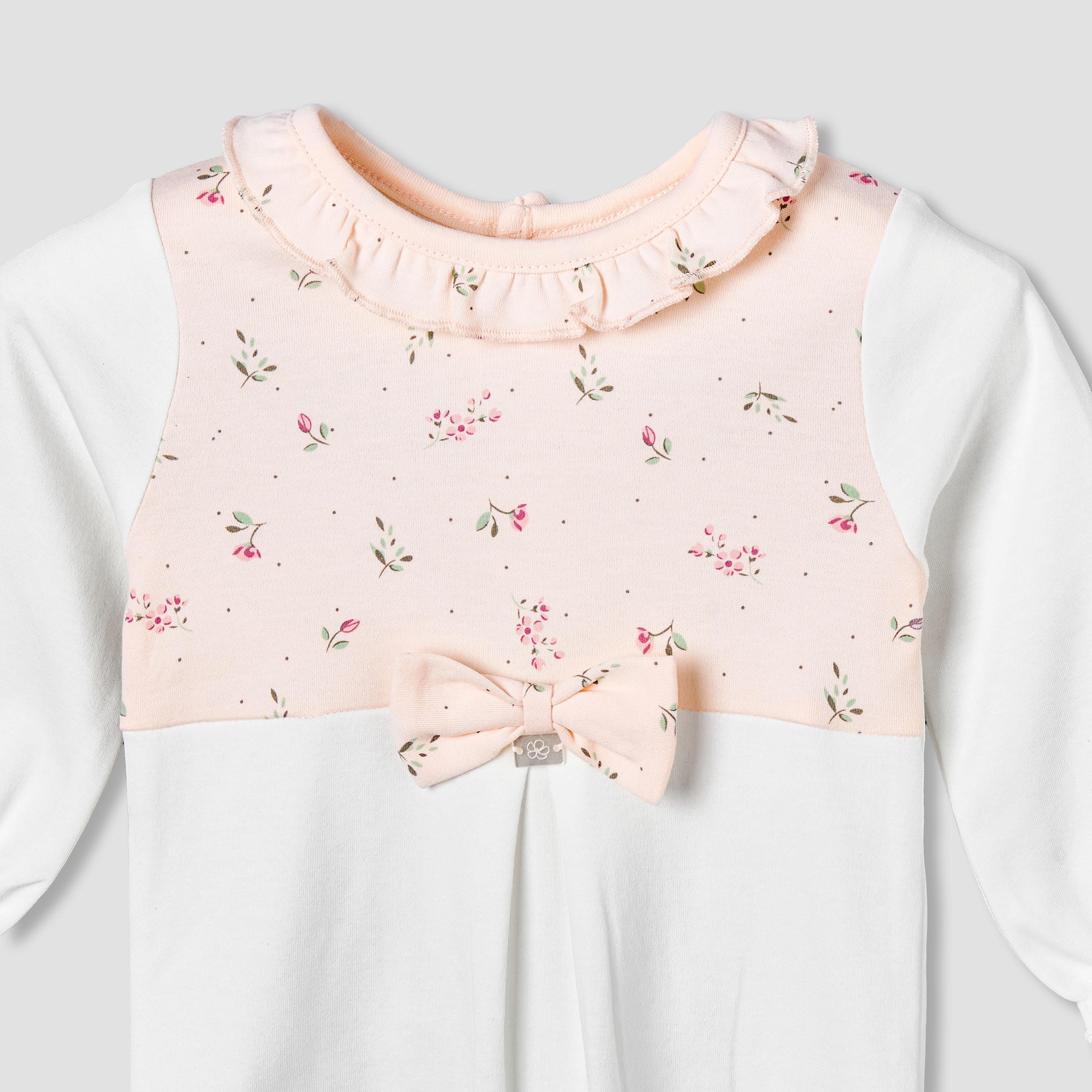 Juniors Cotton Ruffle Neck Long Sleeves Sleepsuit with Floral Print-baby-girls-clothing-nightwear-sleepsuits-image-4