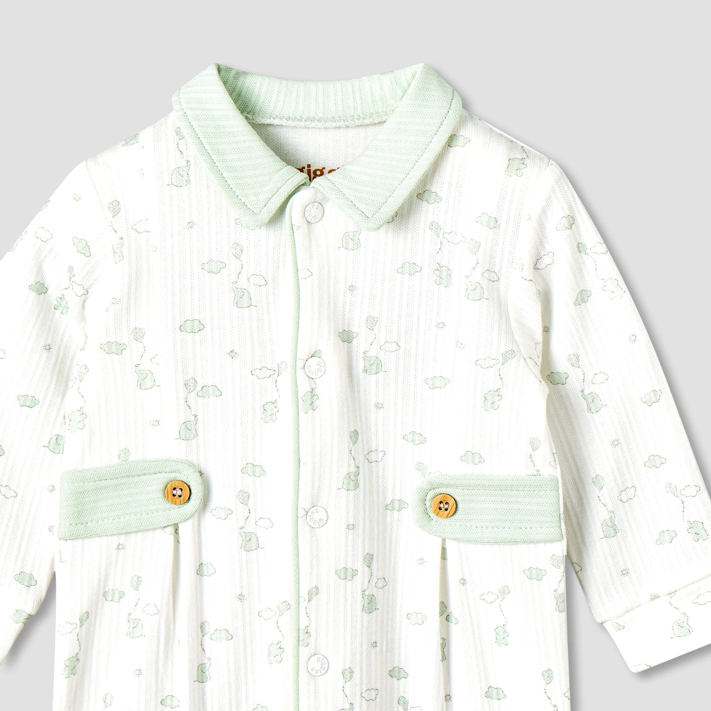 Giggles Cotton Peter Pan Collar Long Sleeves Sleepsuit with Elephant Print-baby-boys-clothing-nightwear-sleepsuits-image-3