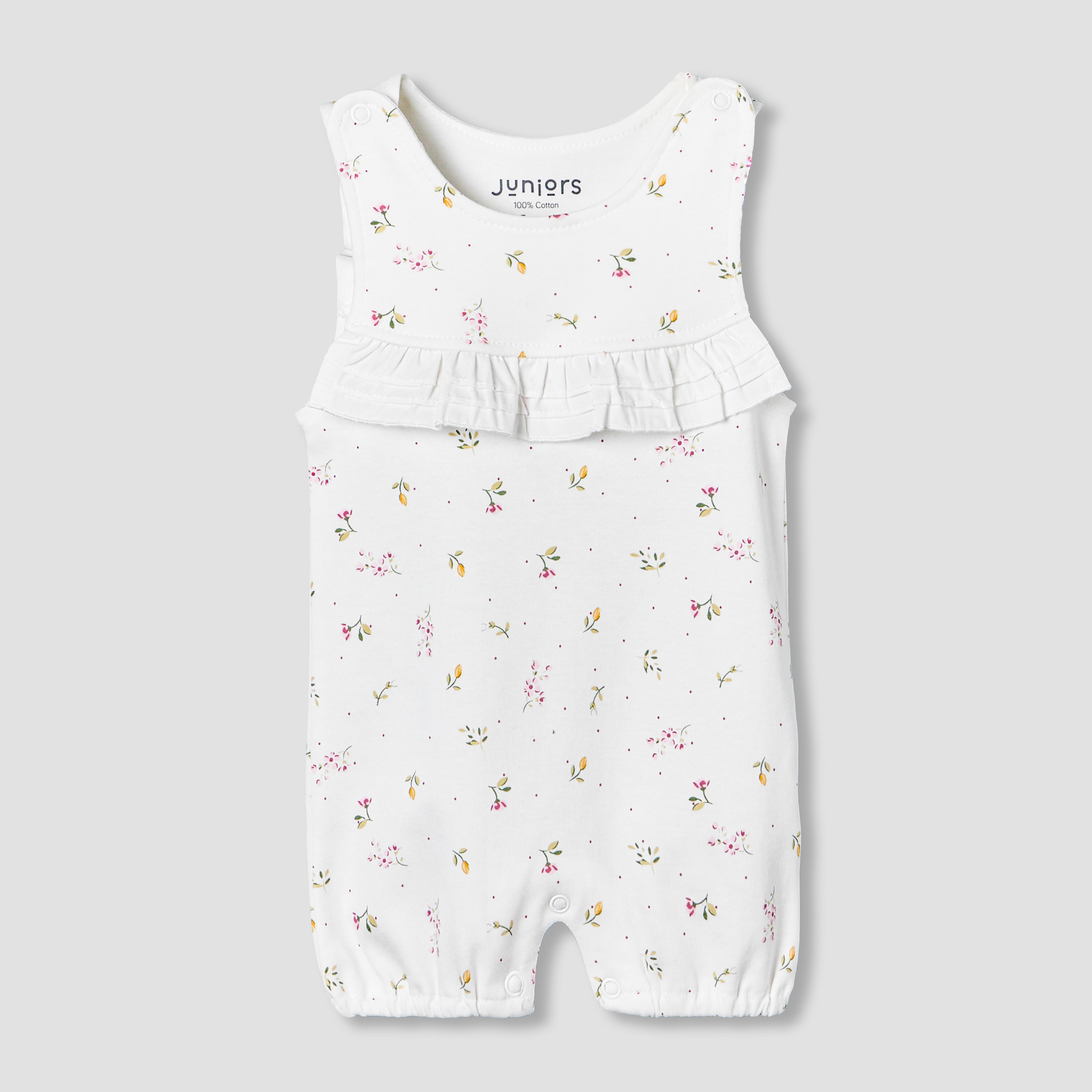Juniors Round Neck Sleeveless Romper with Frill Detail-baby-girls-clothing-rompers-image-2
