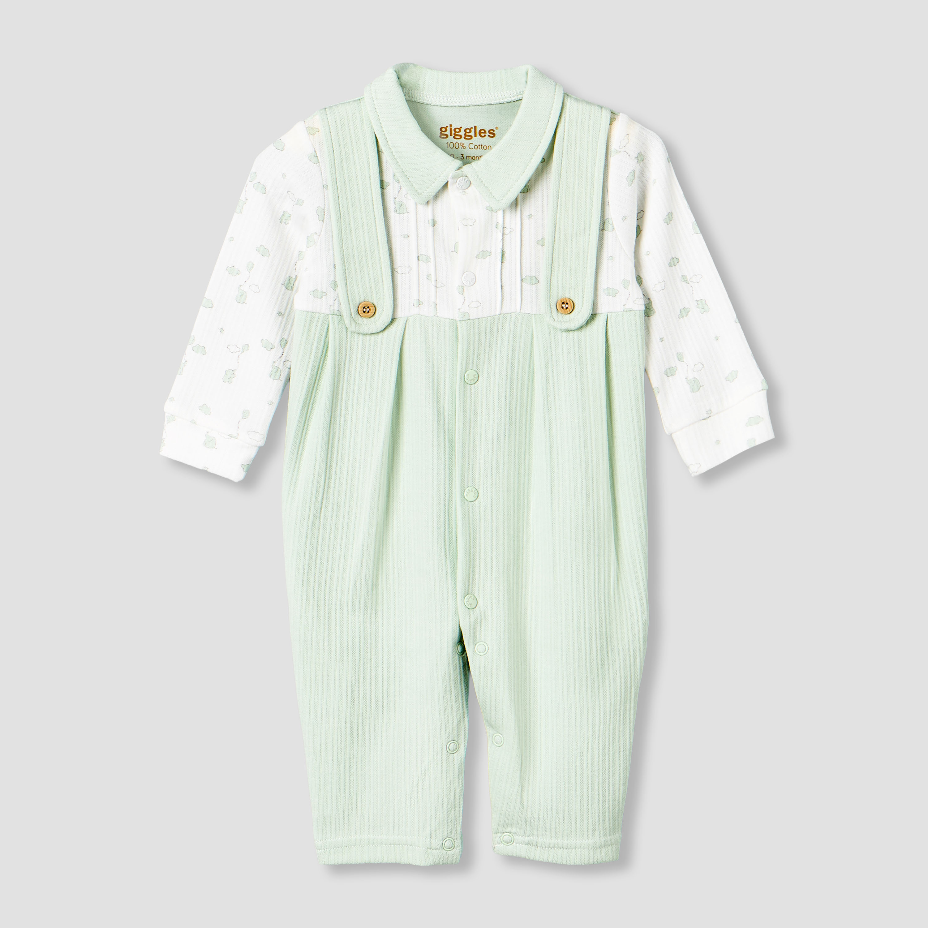 Giggles Cotton Collared Long Sleeves Sleepsuit with Snap Button Closure-baby-boys-clothing-nightwear-sleepsuits-image-1