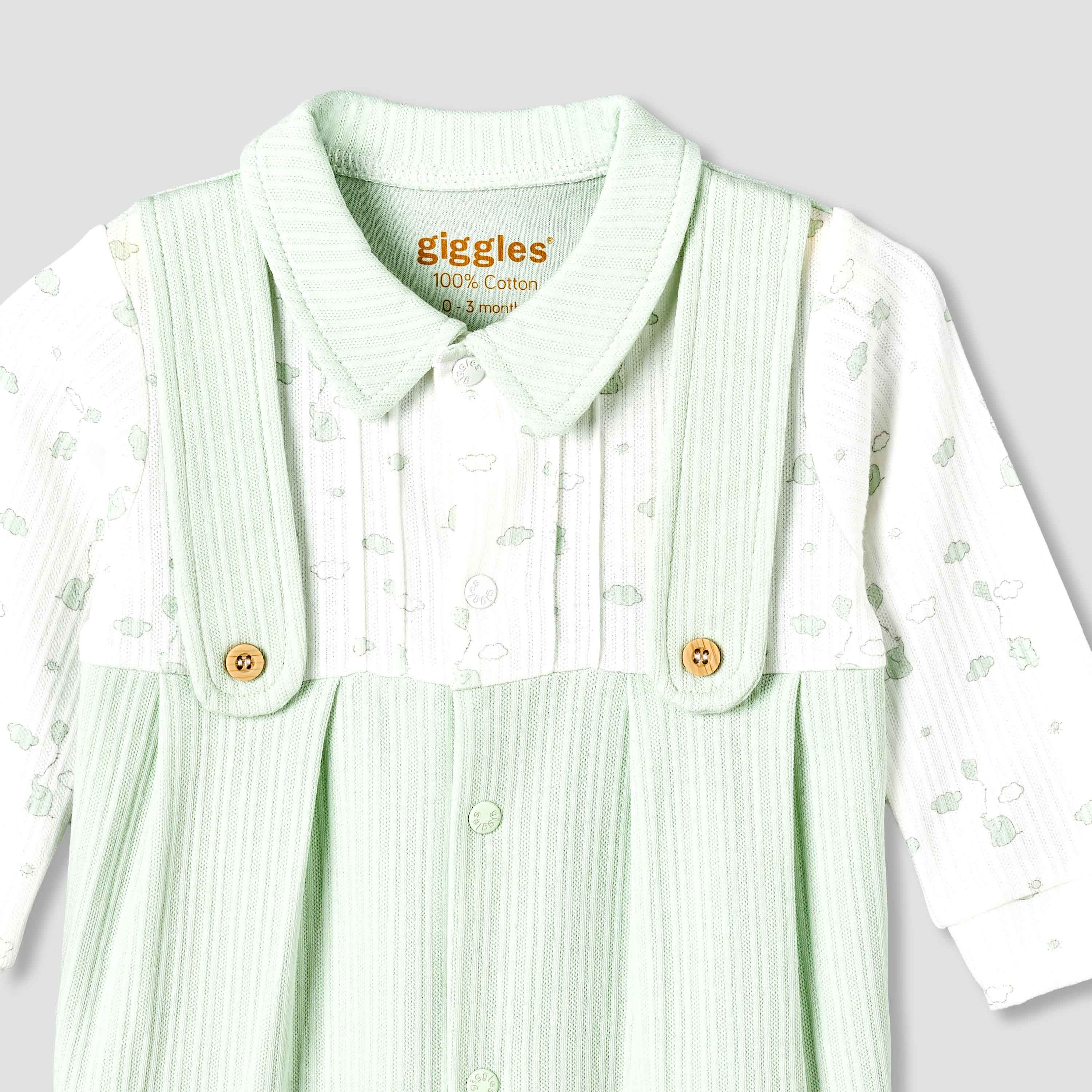 Giggles Cotton Collared Long Sleeves Sleepsuit with Snap Button Closure-baby-boys-clothing-nightwear-sleepsuits-image-3