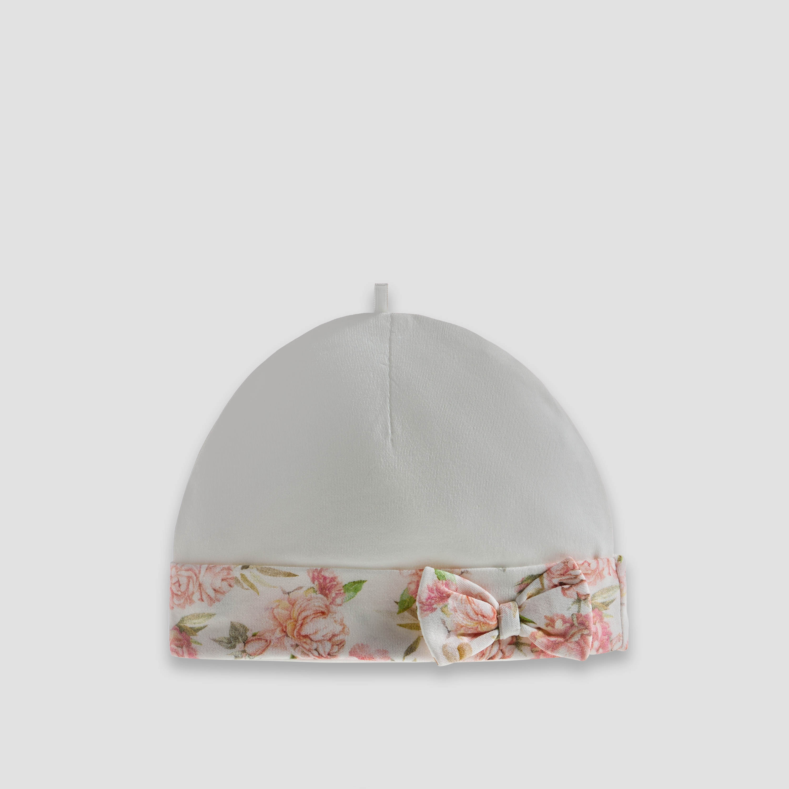 Giggles Floral Print Beanie Cap with Bow-baby-girls-accessories-caps-image-1