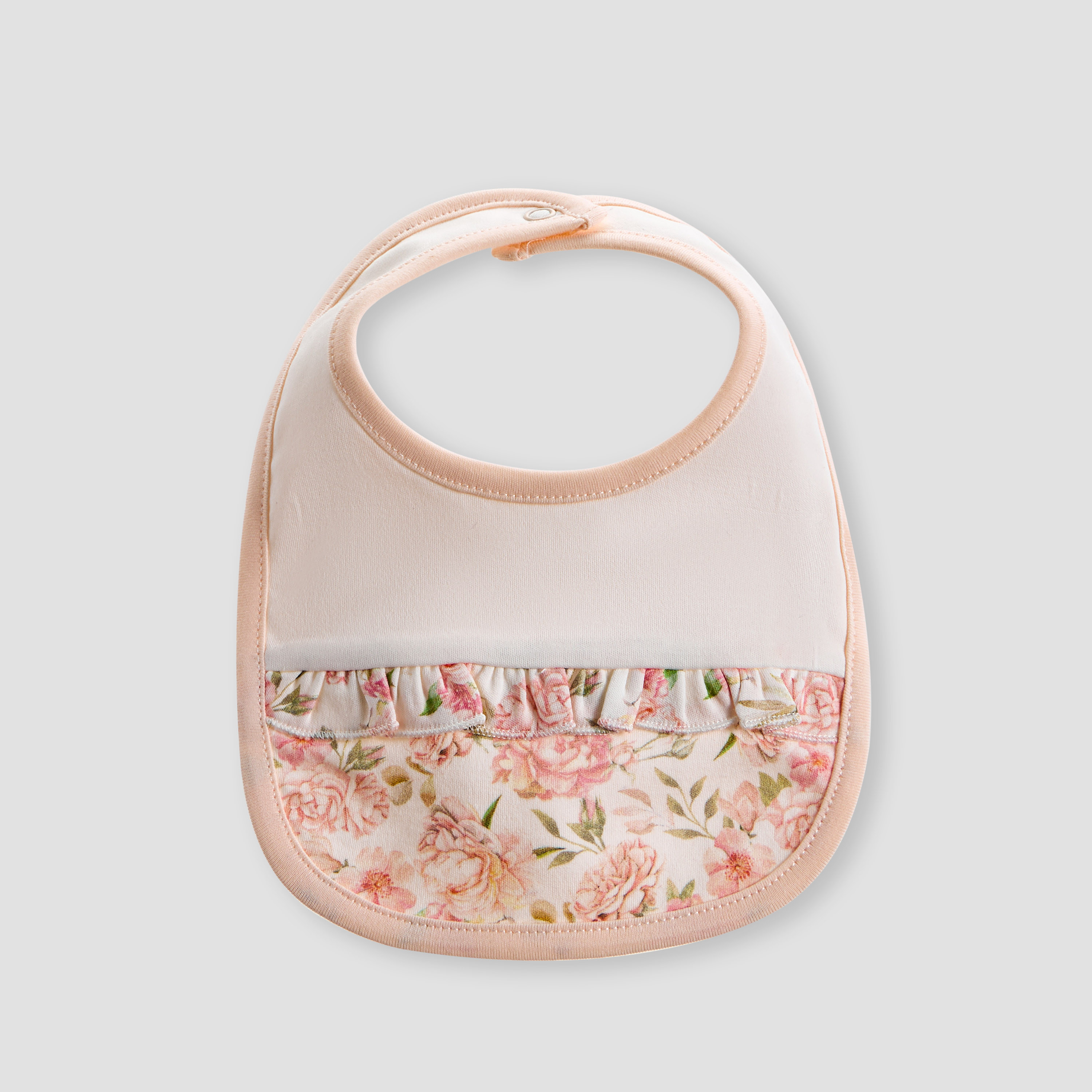 Giggles Floral Print Bib with Button Closure-baby-feeding-bibs-image-1