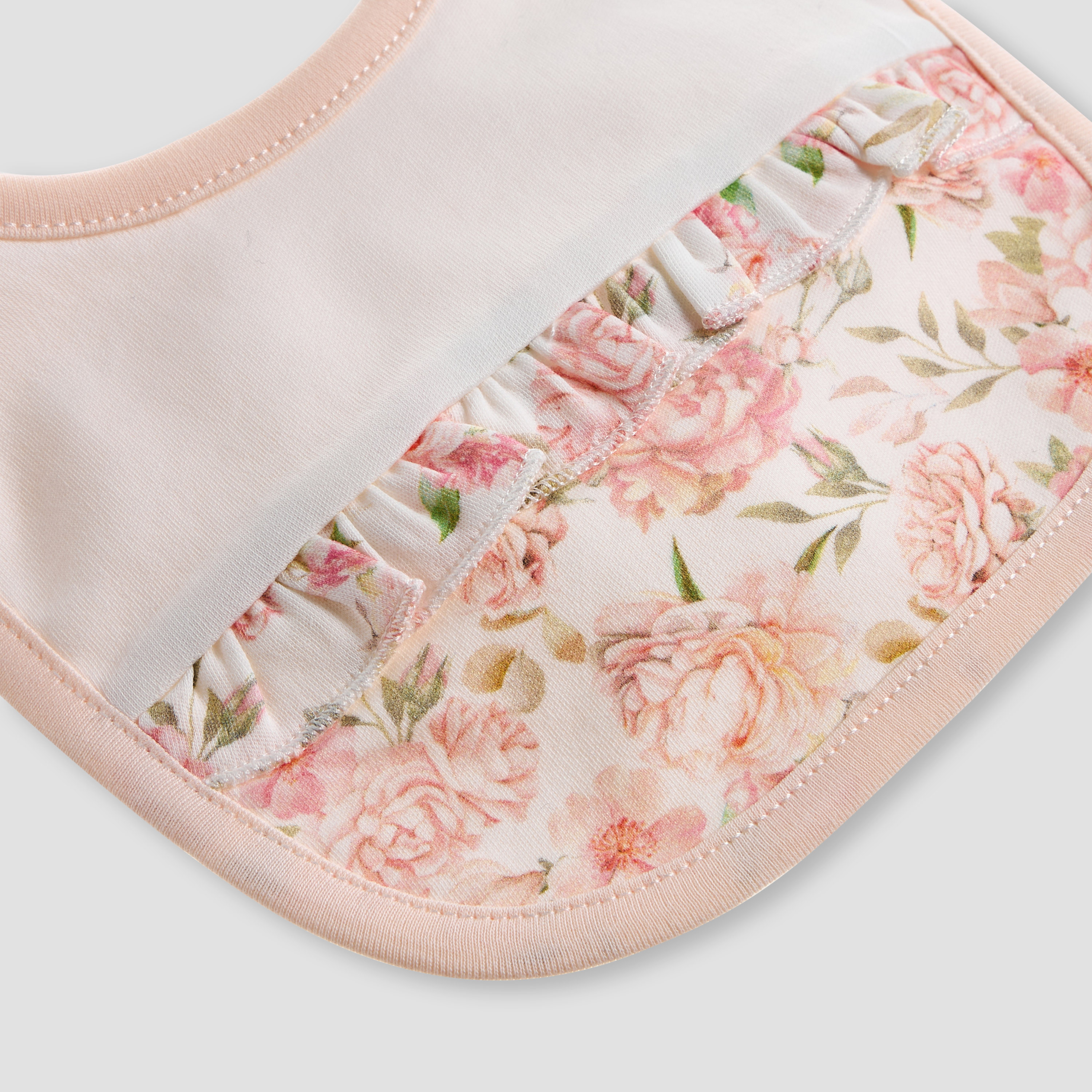 Giggles Floral Print Bib with Button Closure-baby-feeding-bibs-image-3