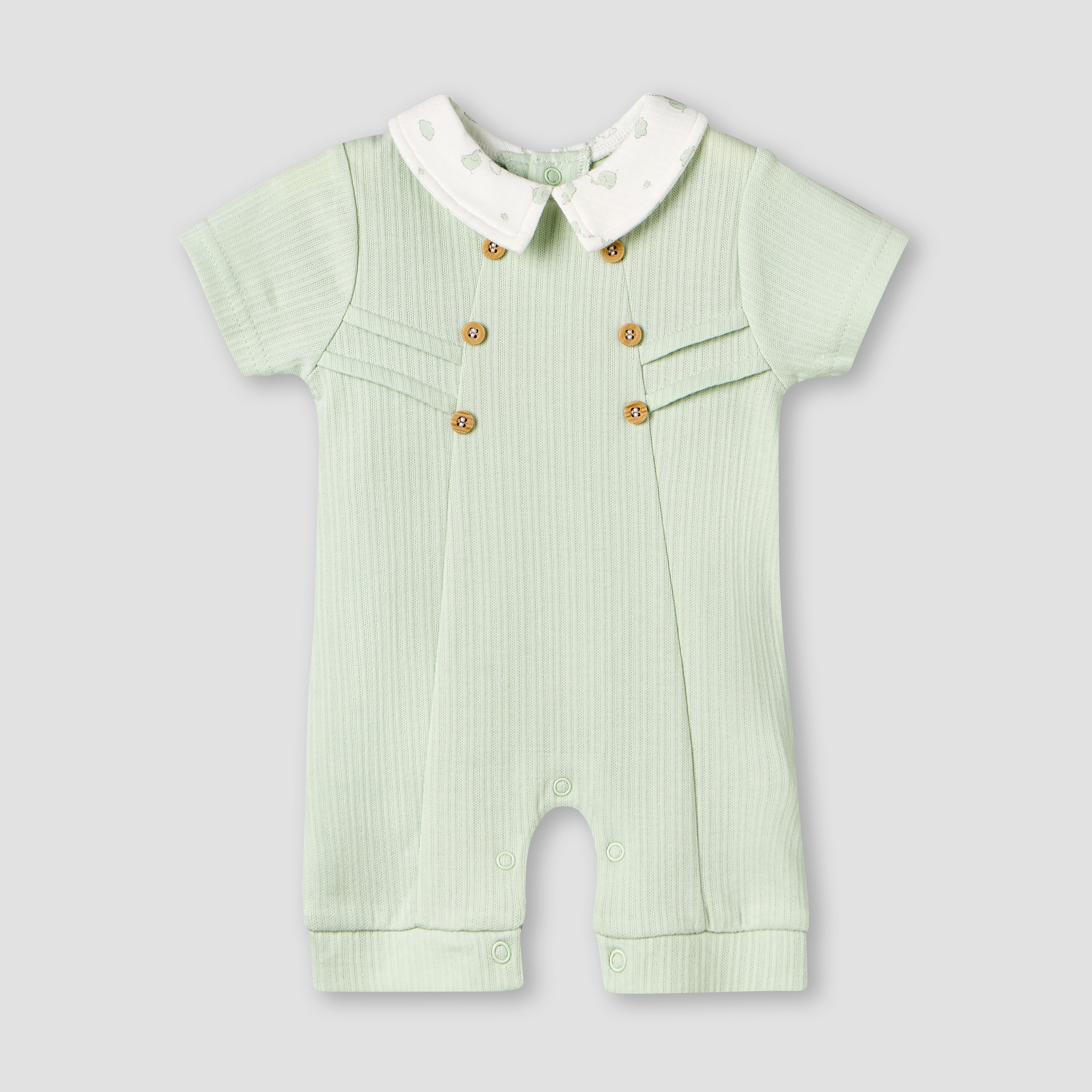 Giggles Collared Short Sleeves Romper with Ribbed Design-baby-boys-clothing-rompers-image-1