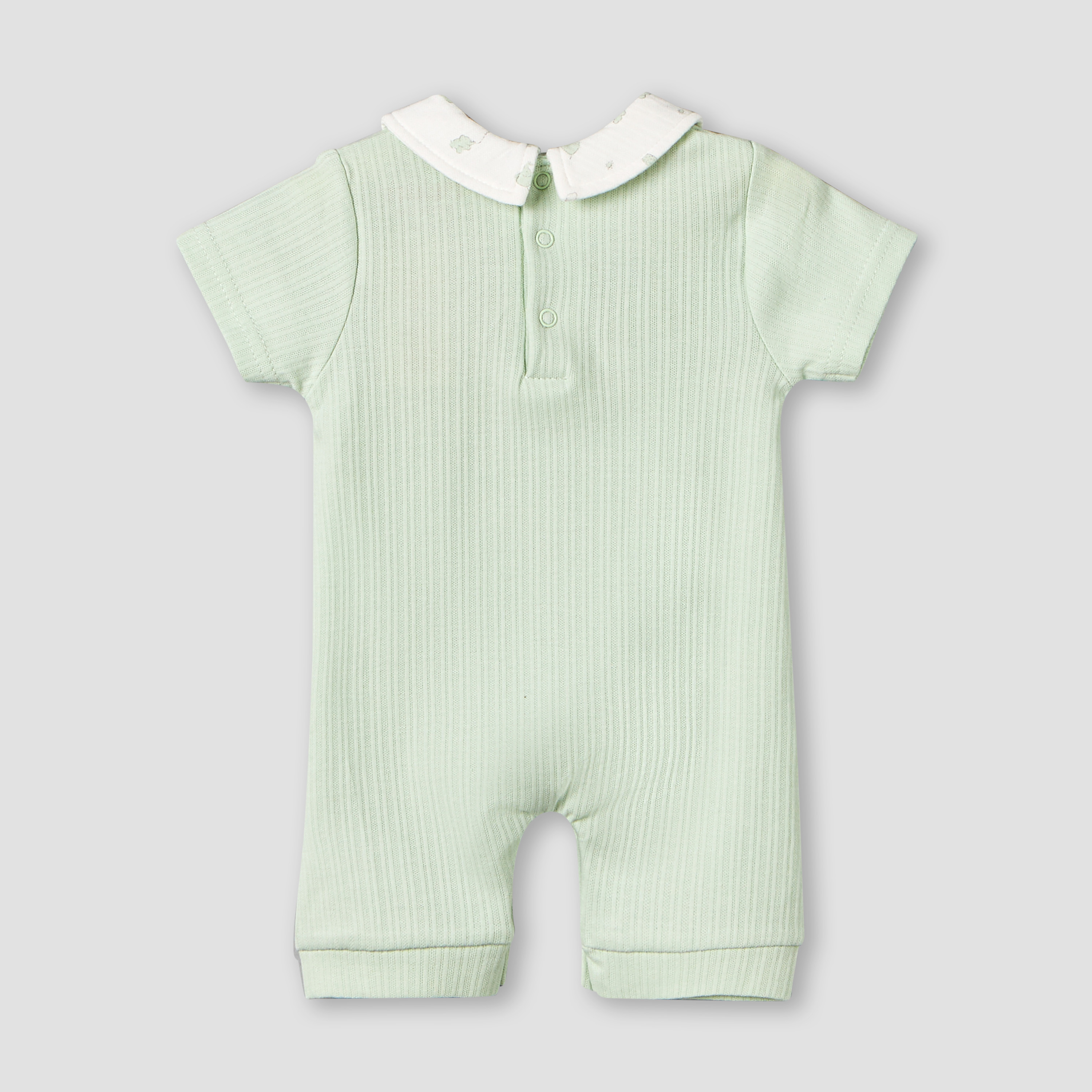 Giggles Collared Short Sleeves Romper with Ribbed Design-baby-boys-clothing-rompers-image-2