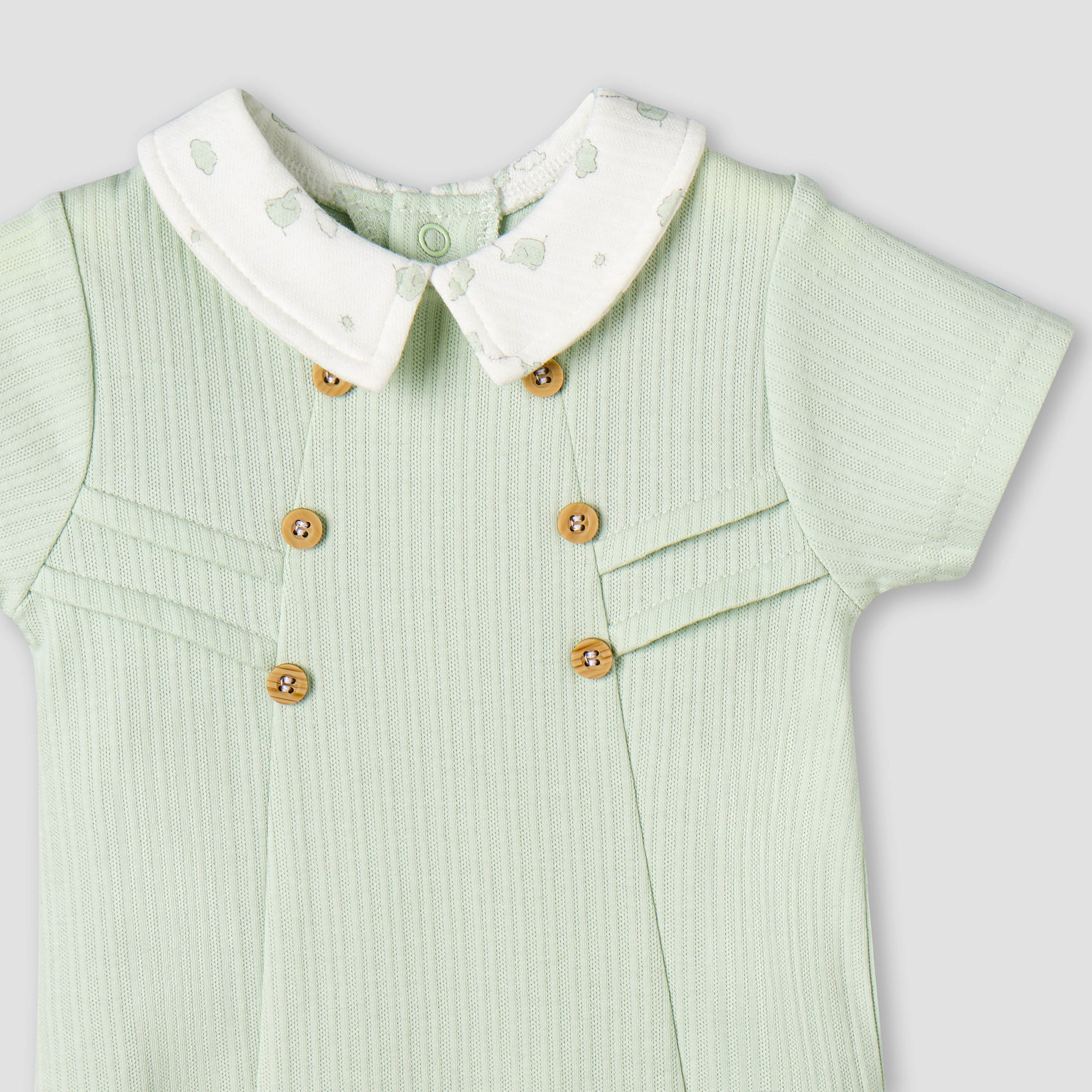 Giggles Collared Short Sleeves Romper with Ribbed Design-baby-boys-clothing-rompers-image-3
