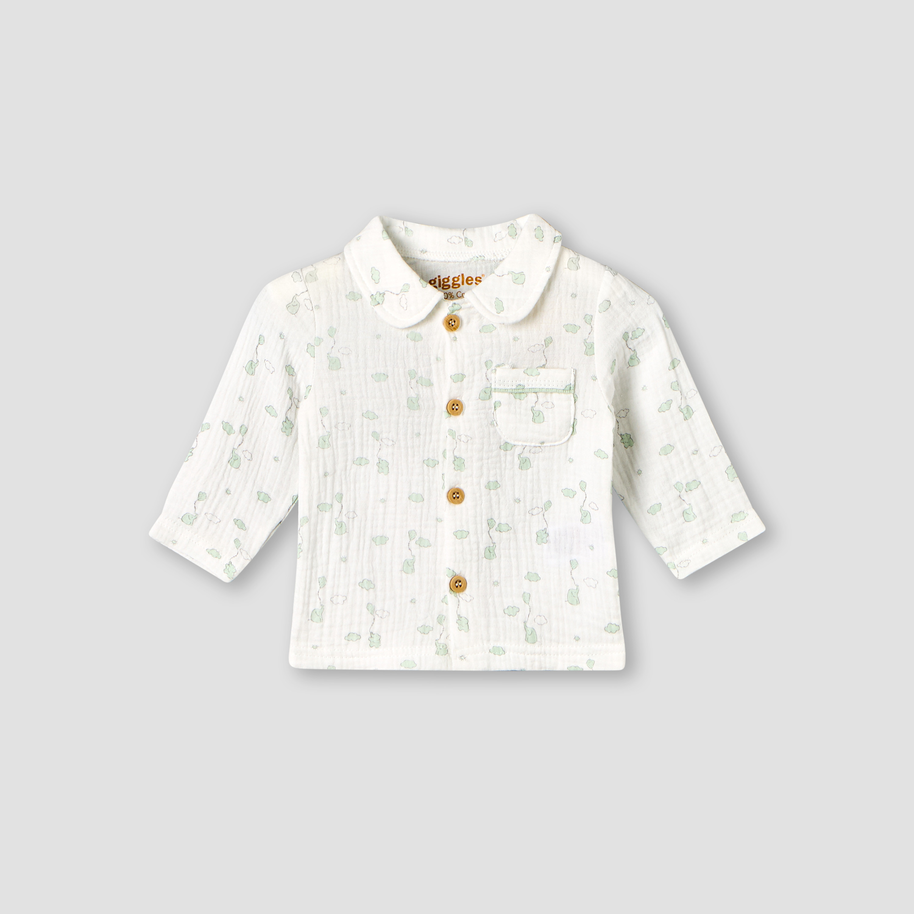 طقم بيجاما قطن بياقة عادية وأكمام طويلة وطبعات فيل من جيجلز-baby-boys-clothing-nightwear-pyjamasets-image-3