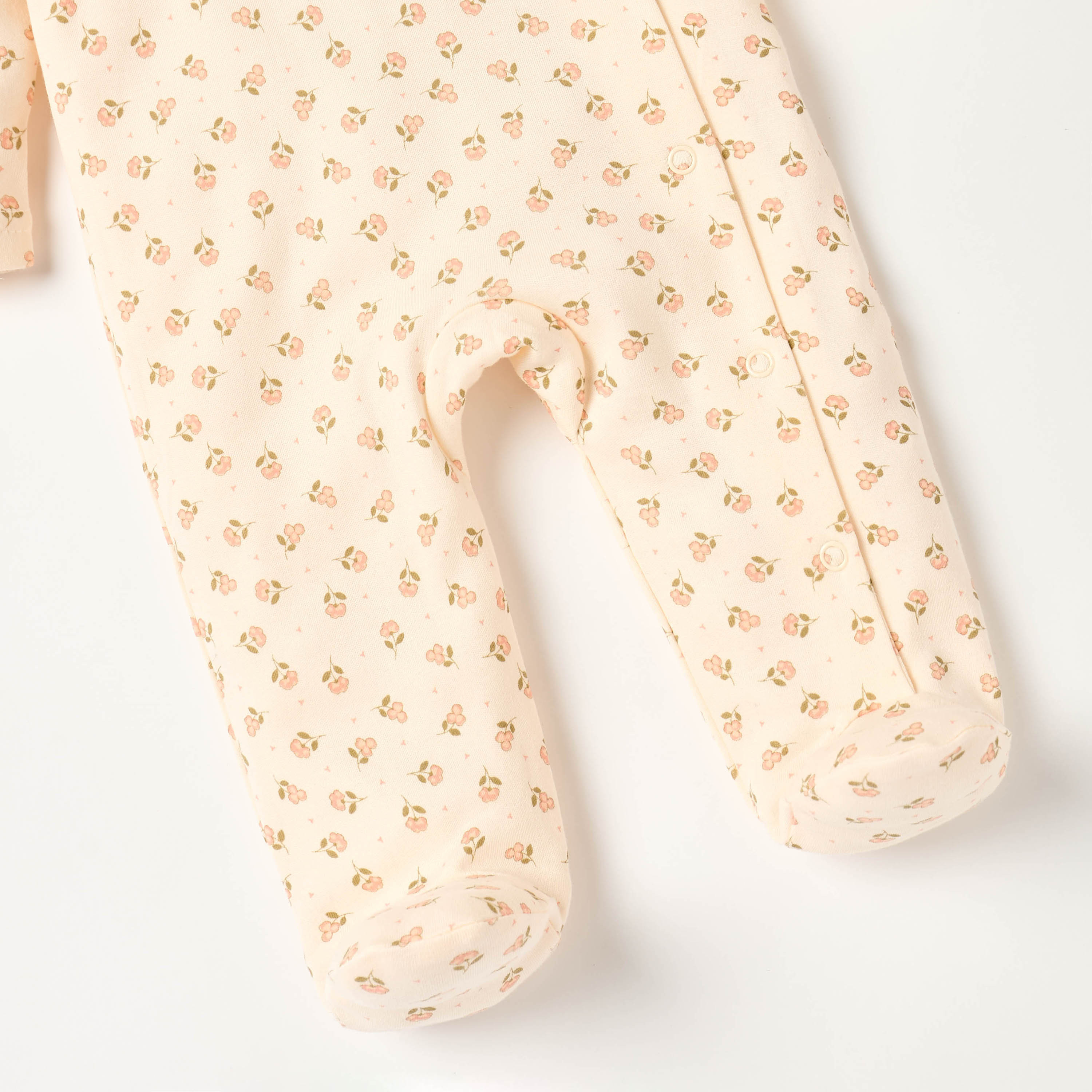 بدلة نوم مغلقة القدمين بطبعات أزهار وأكمام طويلة وأزرار إغلاق من جونيورز-baby-girls-clothing-nightwear-sleepsuits-image-4