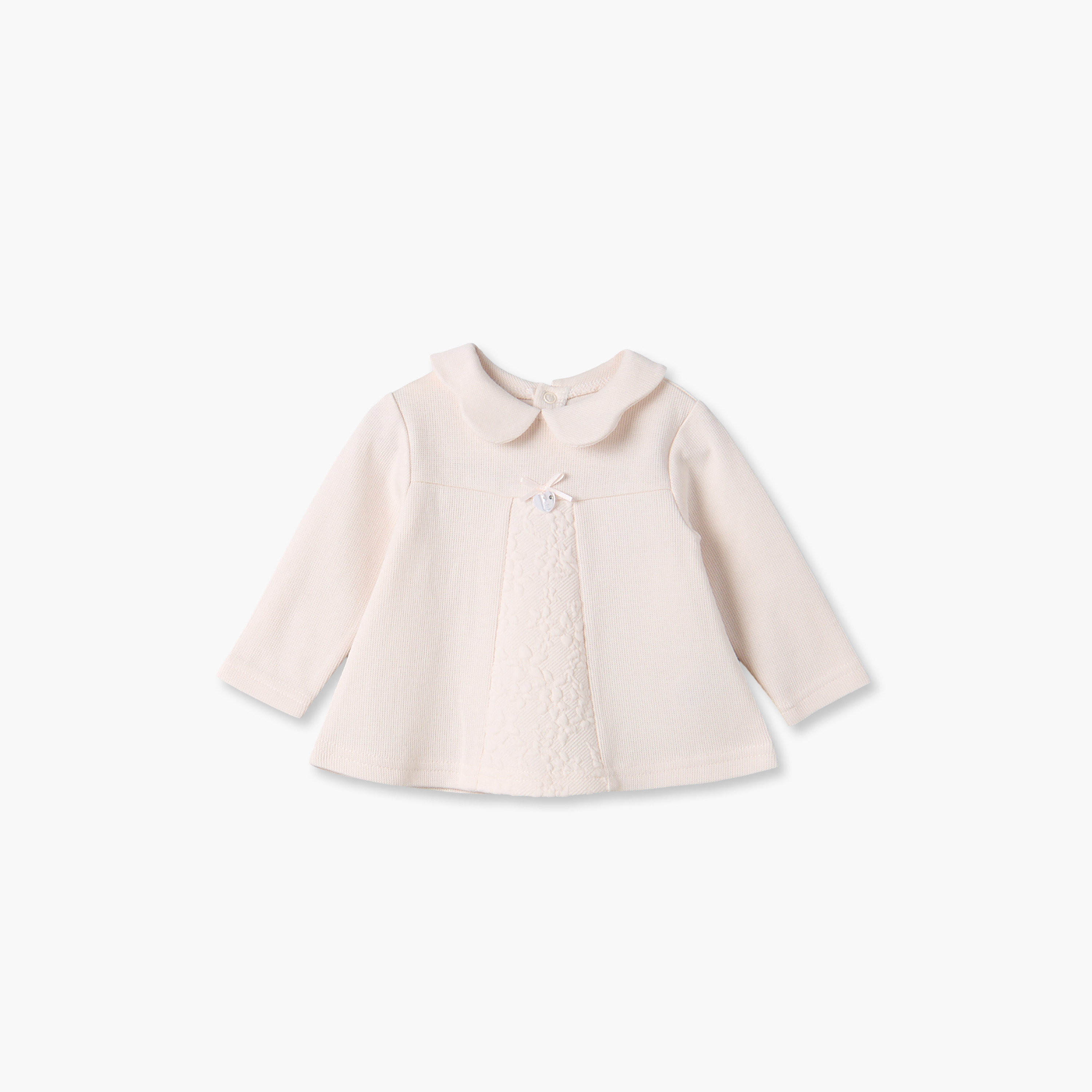 طقم بيجاما بياقة بيتر بان وأكمام طويلة وتفاصيل فيونكة من جيجلز-baby-girls-clothing-winterwear-pyjamasets-image-3