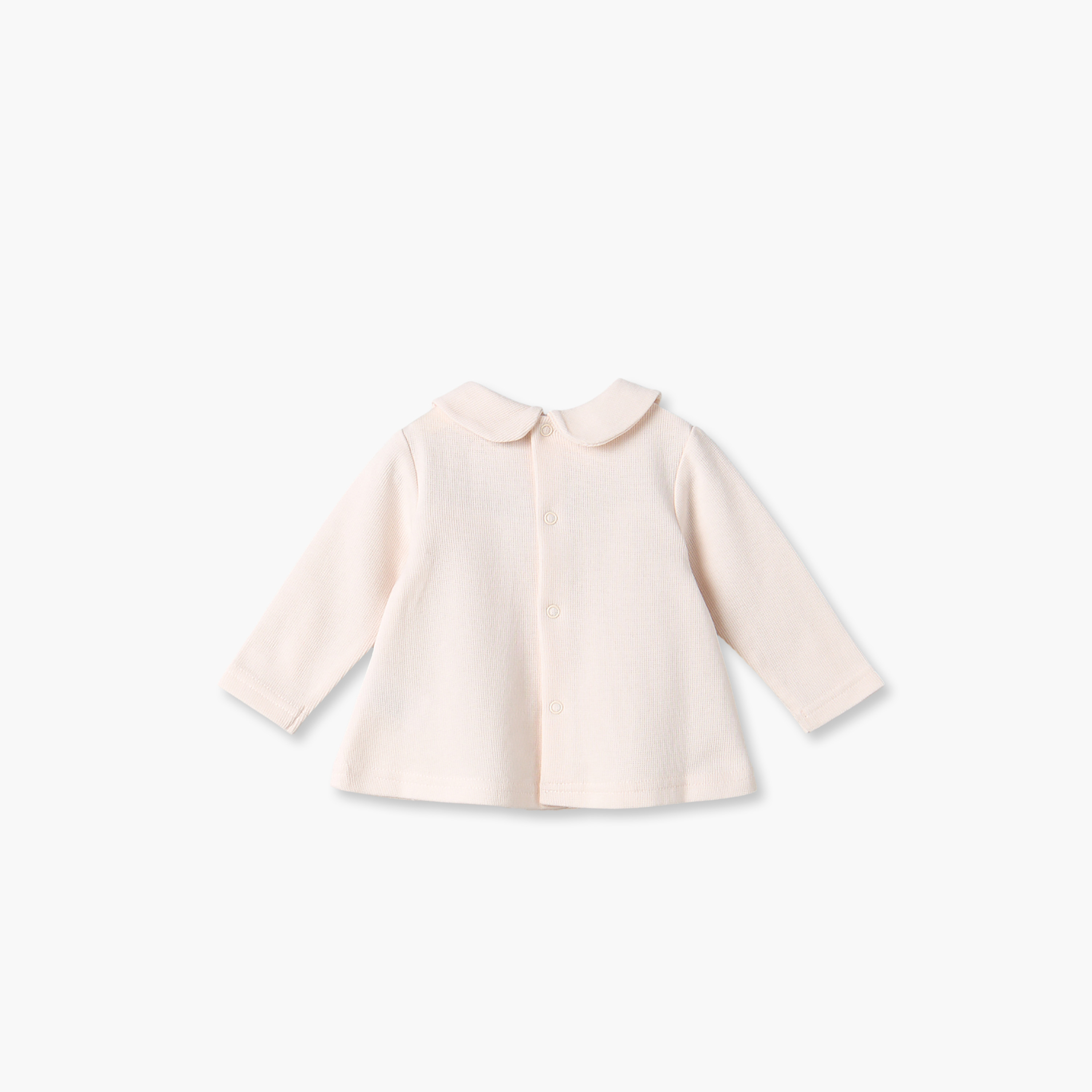 طقم بيجاما بياقة بيتر بان وأكمام طويلة وتفاصيل فيونكة من جيجلز-baby-girls-clothing-winterwear-pyjamasets-image-5