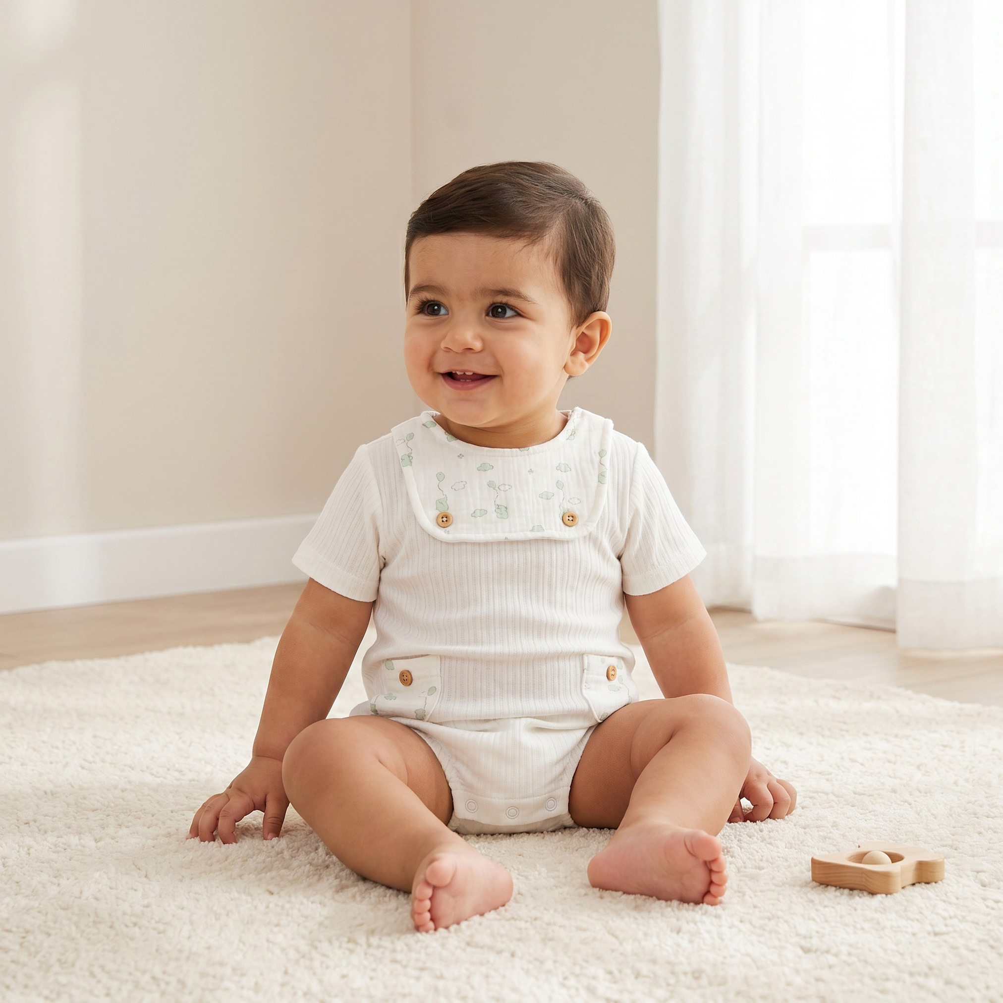 بودي سوت بياقة مستديرة وأكمام قصيرة وأزرار إغلاق كبس من جيجلز-baby-boys-clothing-bodysuits-image-1