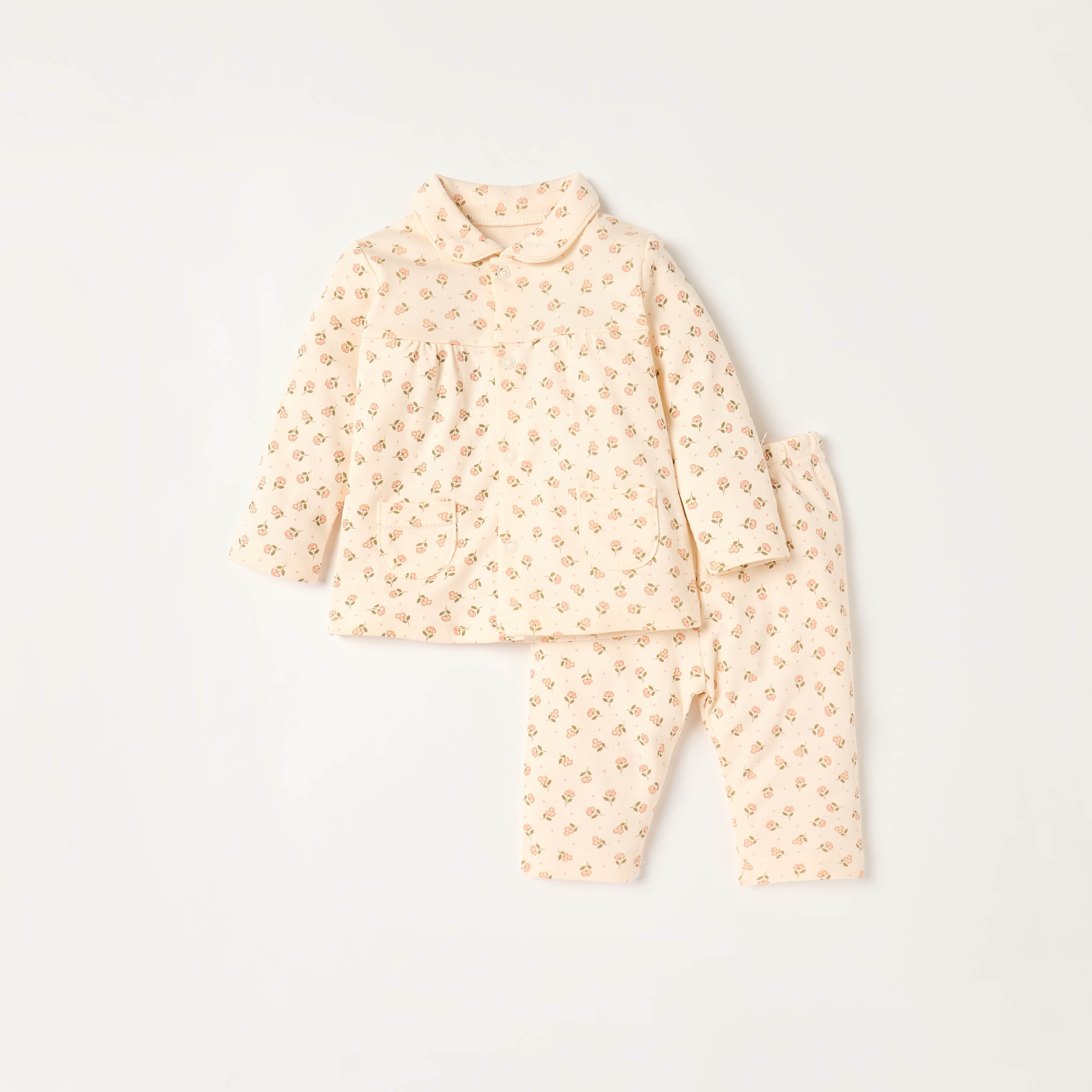 Juniors Floral Print Shirt and Pyjama Set-baby-girls-clothing-nightwear-pyjamasets-image-1