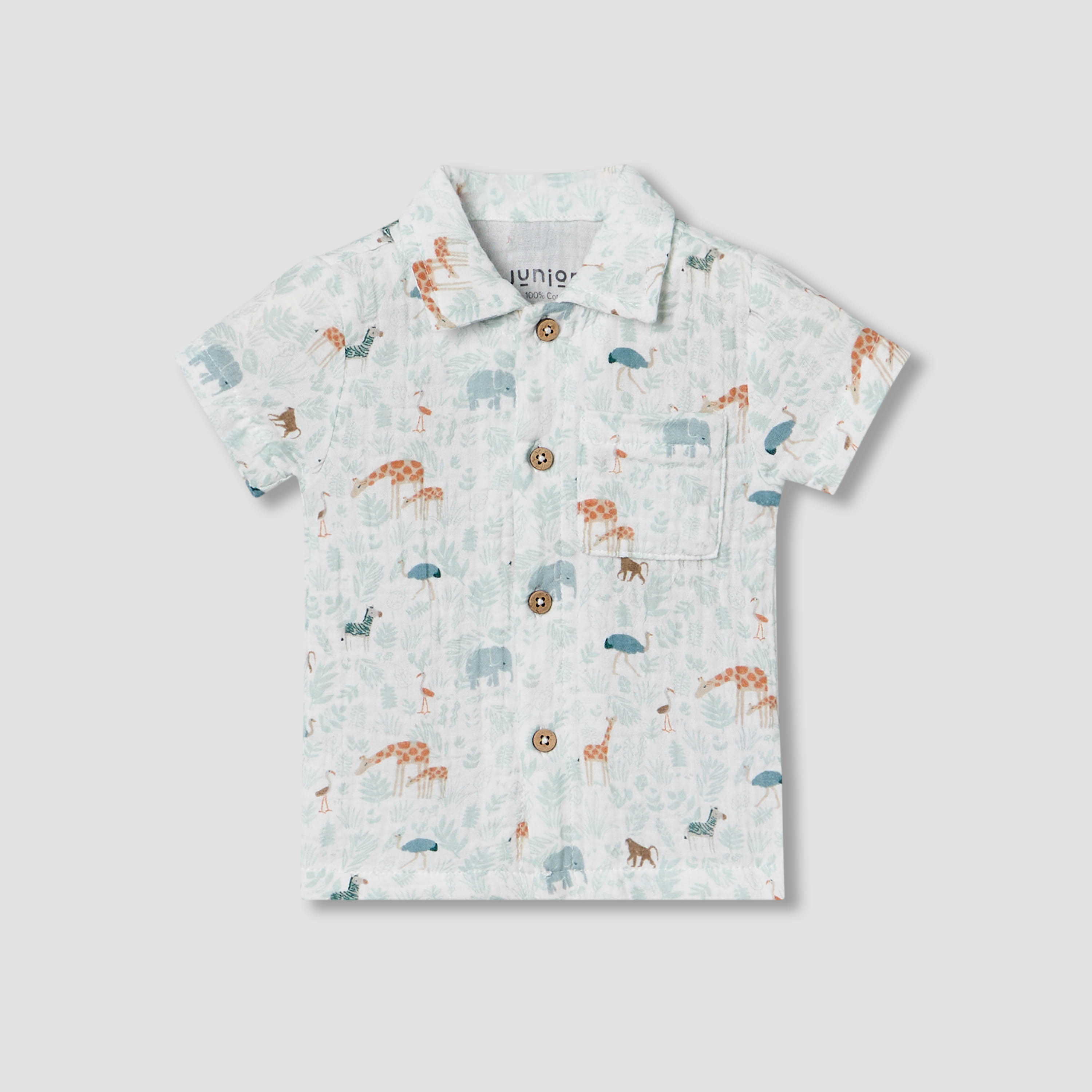 Juniors Cotton Collared Short Sleeve Pyjama Set with Safari Print-baby-boys-clothing-nightwear-pyjamasets-image-3