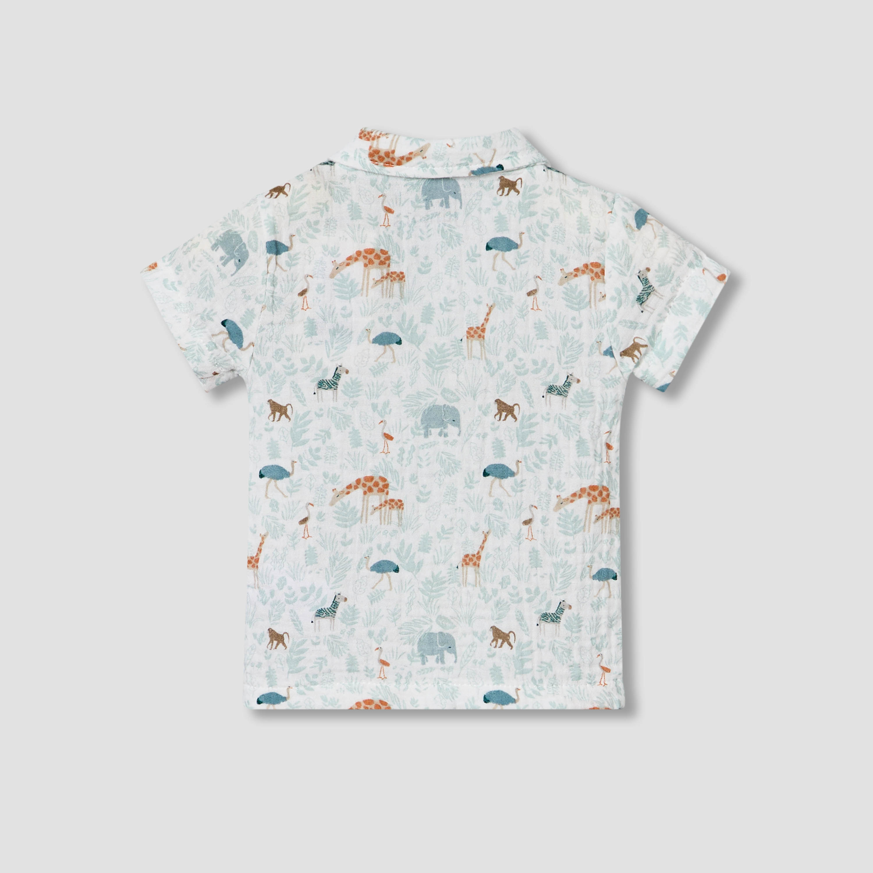Juniors Cotton Collared Short Sleeve Pyjama Set with Safari Print-baby-boys-clothing-nightwear-pyjamasets-image-5