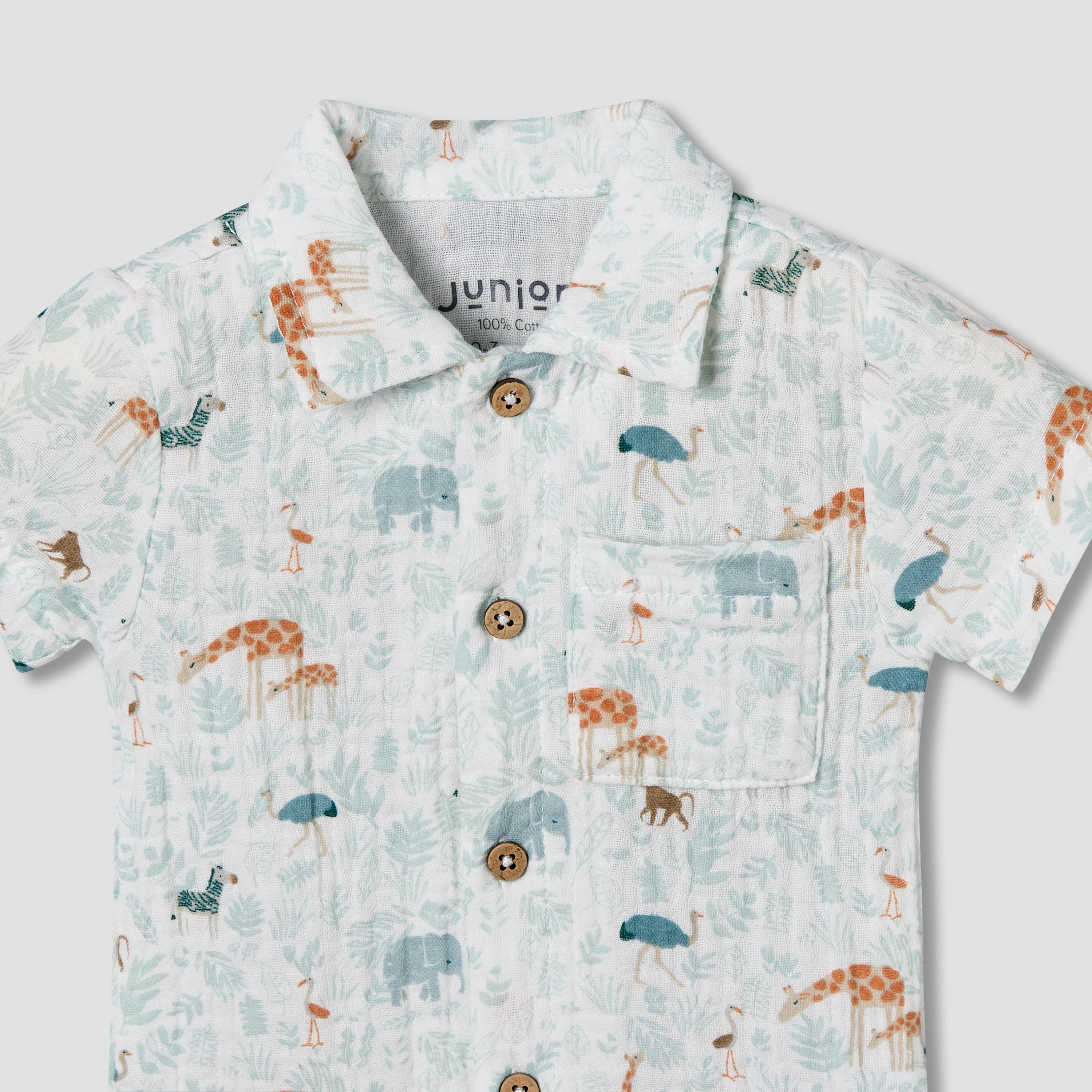 Juniors Cotton Collared Short Sleeve Pyjama Set with Safari Print-baby-boys-clothing-nightwear-pyjamasets-image-7