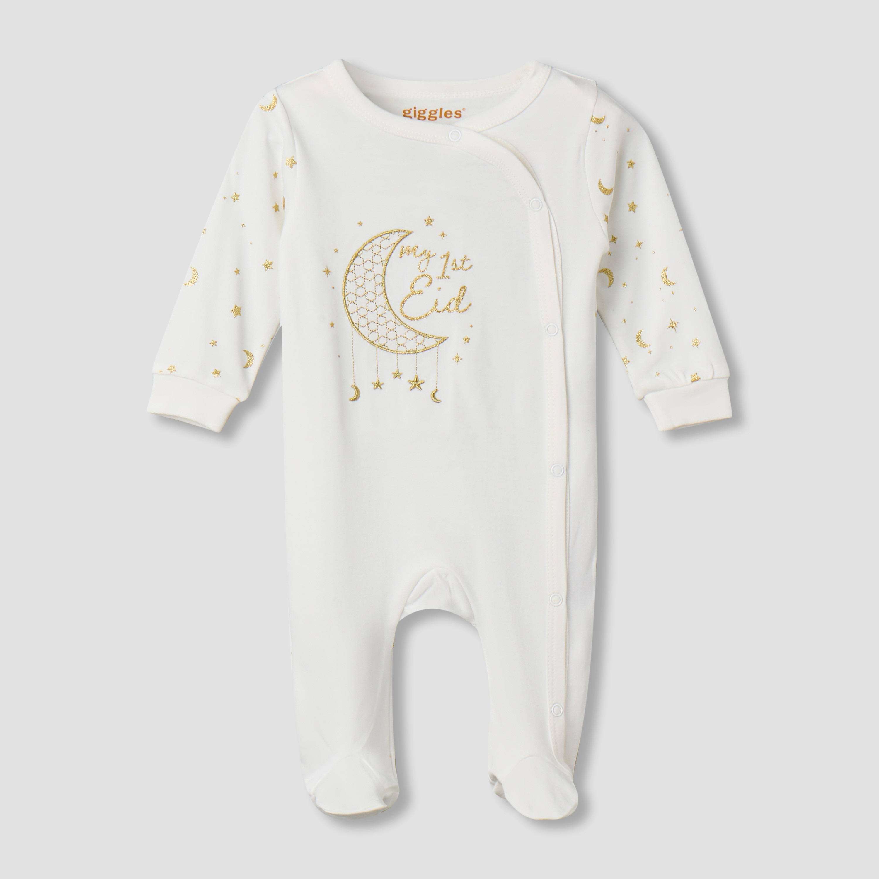 Giggles Cotton Round Neck Long Sleeve Sleepsuit with Snap Button Closure-baby-girls-clothing-nightwear-sleepsuits-image-2