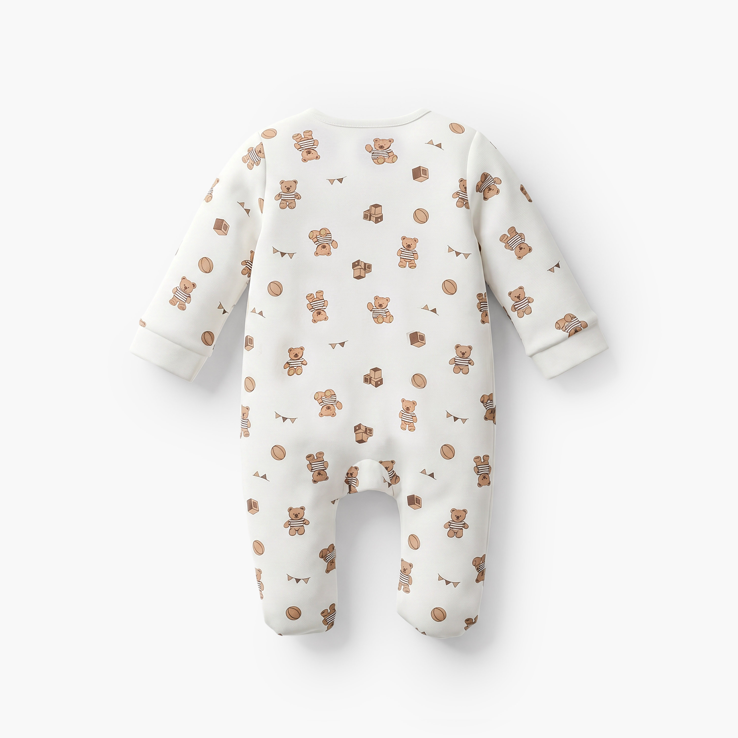 Juniors Cotton Round Neck Long Sleeves Sleepsuit with Bear Print-baby-boys-clothing-nightwear-sleepsuits-image-3