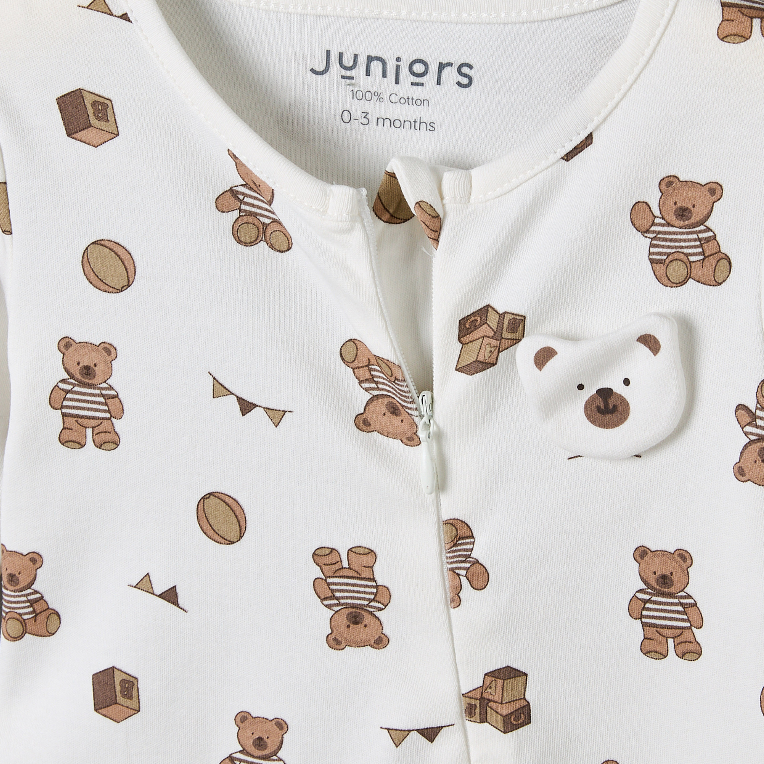 Juniors Cotton Round Neck Long Sleeves Sleepsuit with Bear Print-baby-boys-clothing-nightwear-sleepsuits-image-4