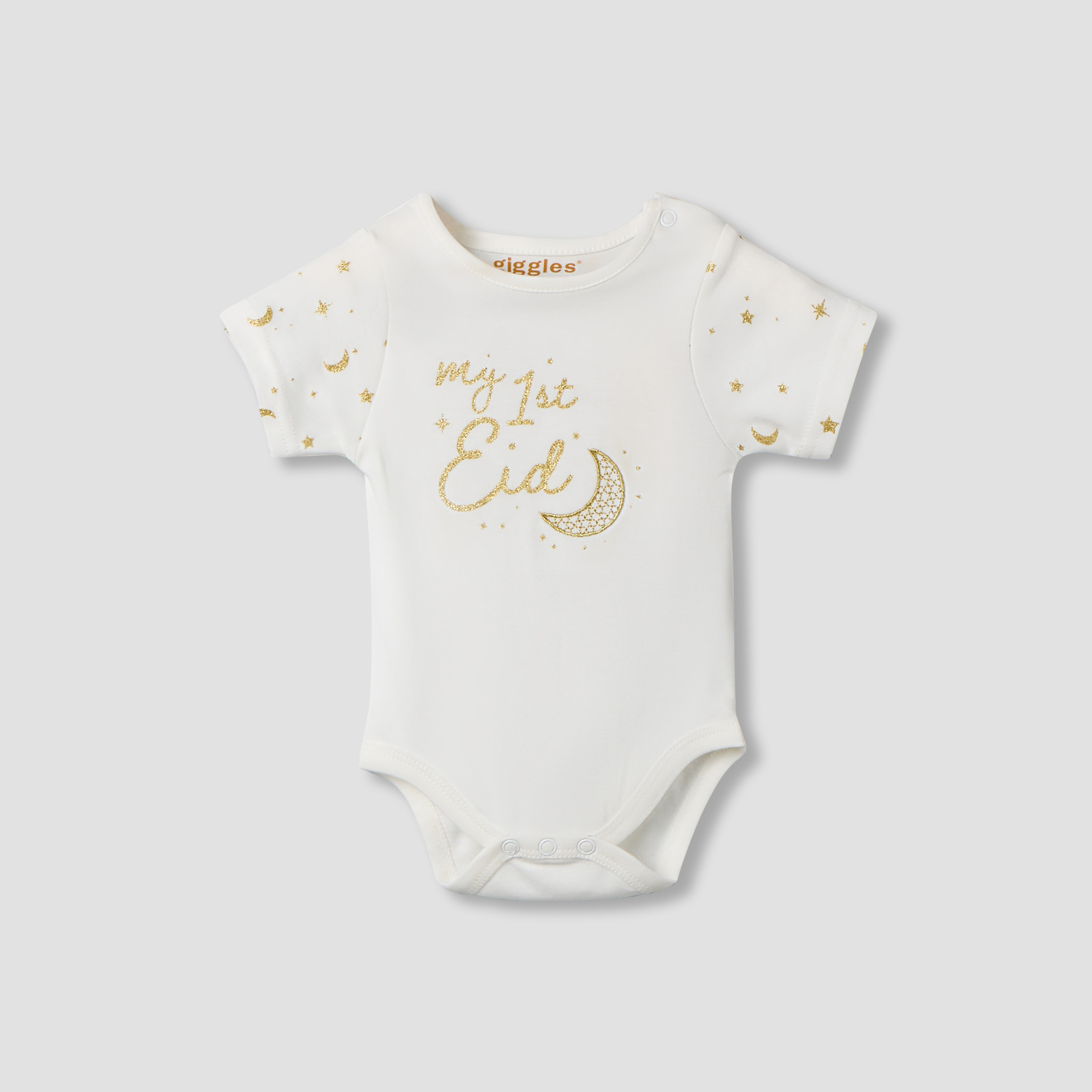 Giggles Round Neck Short Sleeve Bodysuit with Snap Button Closure-baby-boys-clothing-bodysuits-image-2
