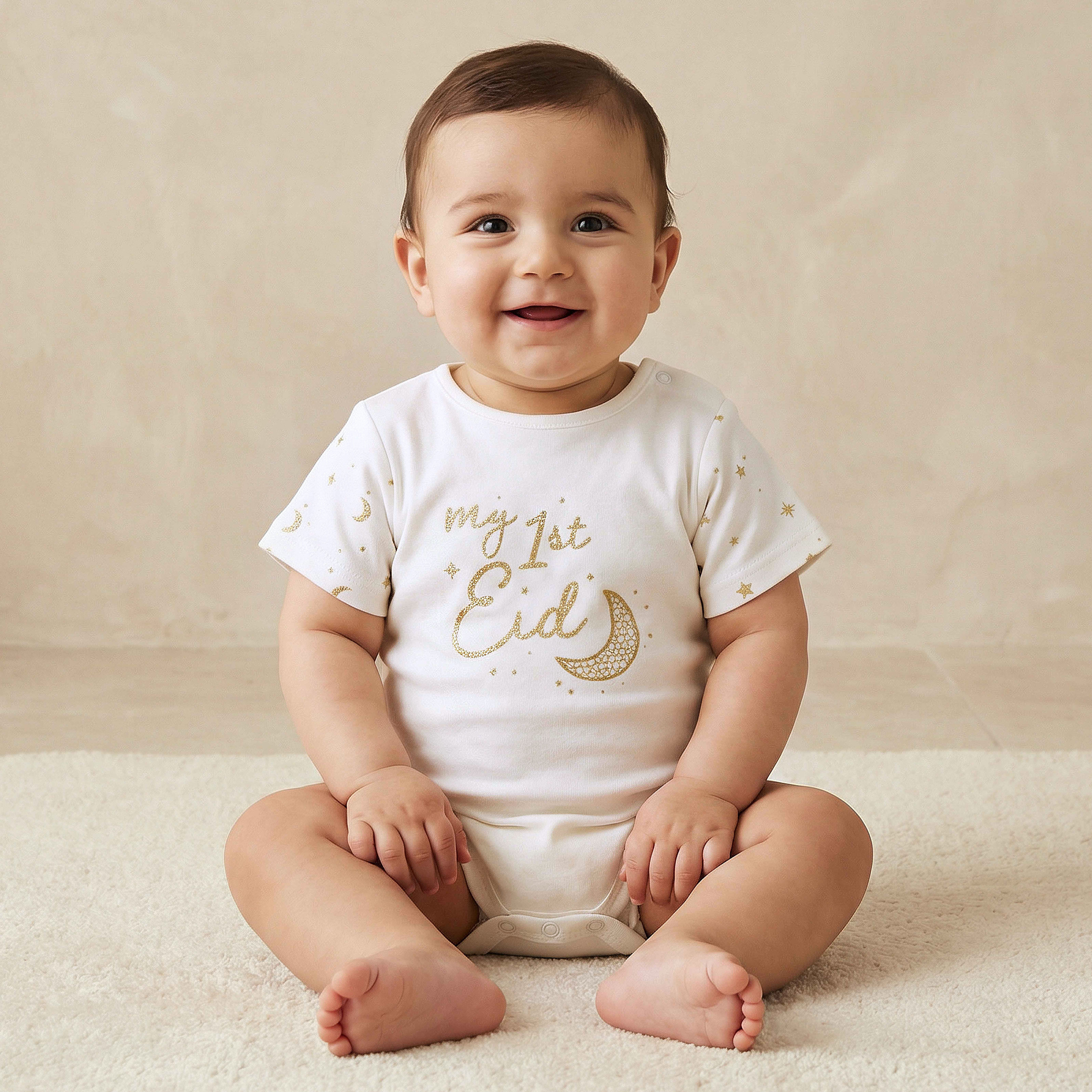 Giggles Round Neck Short Sleeve Bodysuit with Snap Button Closure-baby-boys-clothing-bodysuits-image-1